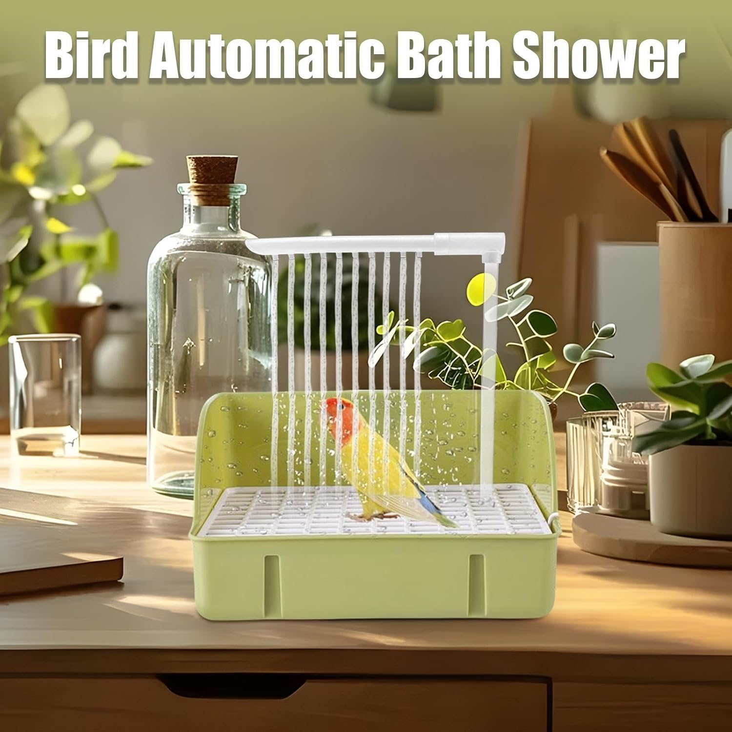 Parrot Shower Accessories,Bird Bath Shower Head with Running Water | Automatic Parakeet Bathing Accessories, Pet Pool Toy for Lovebirds, Cockatiels image number 6