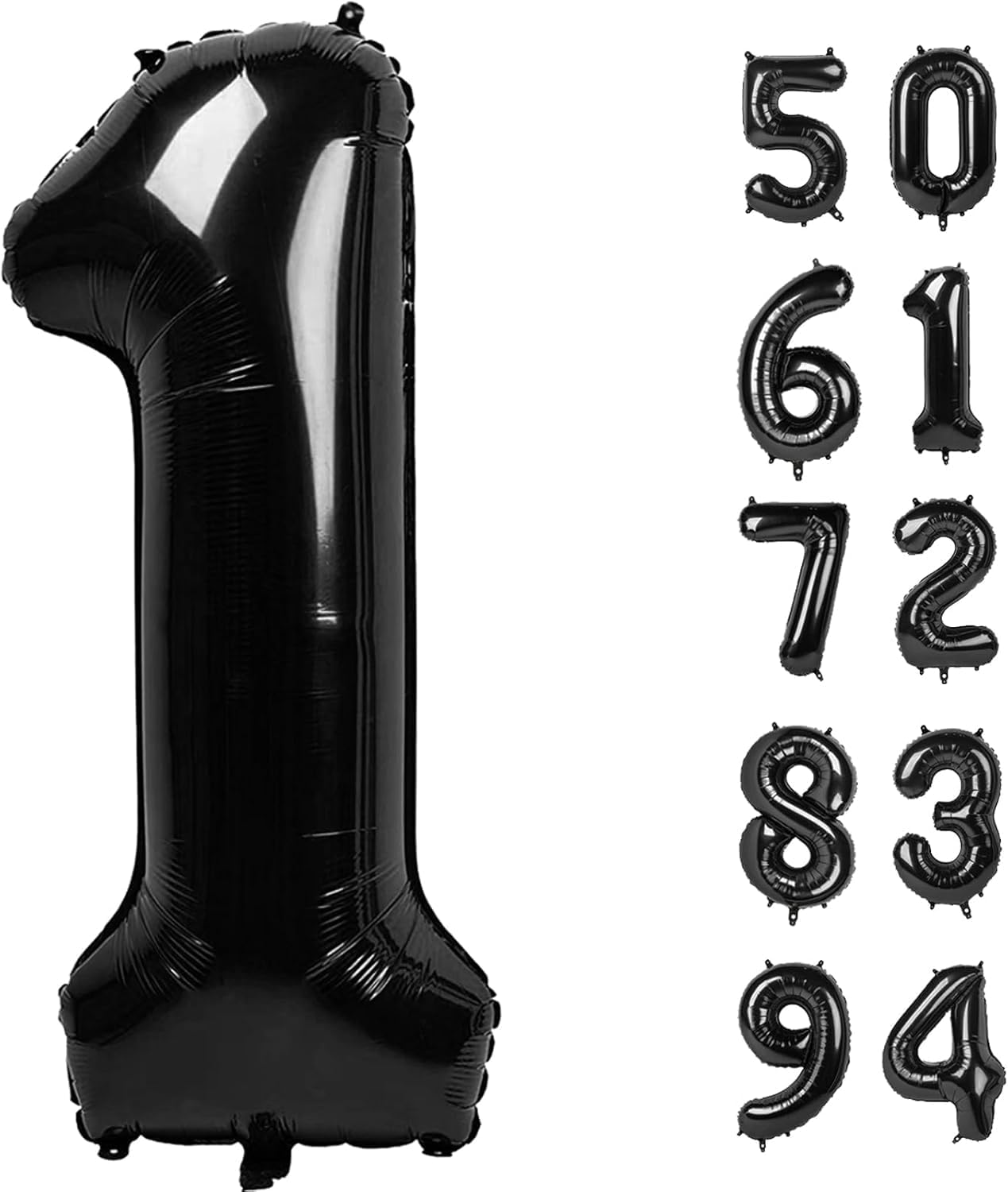 40-Inch Black Number 1 Balloon &ndash; Giant Helium Balloon for First Birthday, 10Th, 21St, and Milestone Celebrations &ndash; Large Foil Number Balloon for Party Decorations image number 4