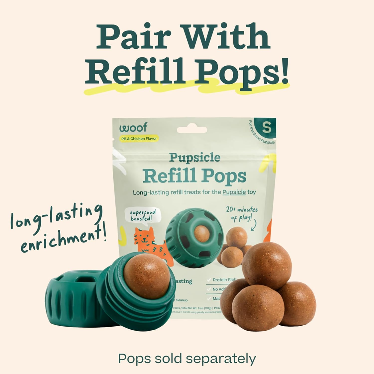 WOOF Pupsicle, Large 25-75 Lbs Long-Lasting Dog Toy to Keep Your Pup Distracted, Safe for Dogs, Easy to Clean, Fillable Dog Toys image number 1