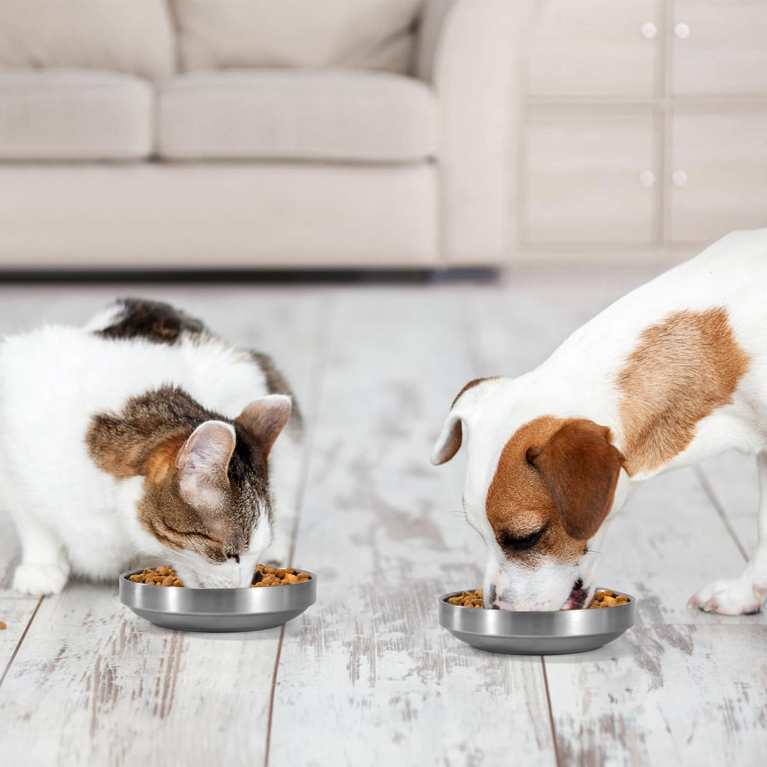Feeding Bowls for Cats Cat Bowl Made of 304 Stainless Steel Cat Bowl Flat Feeding Bowl for Kittens Small Dogs 2 Pieces image number 2