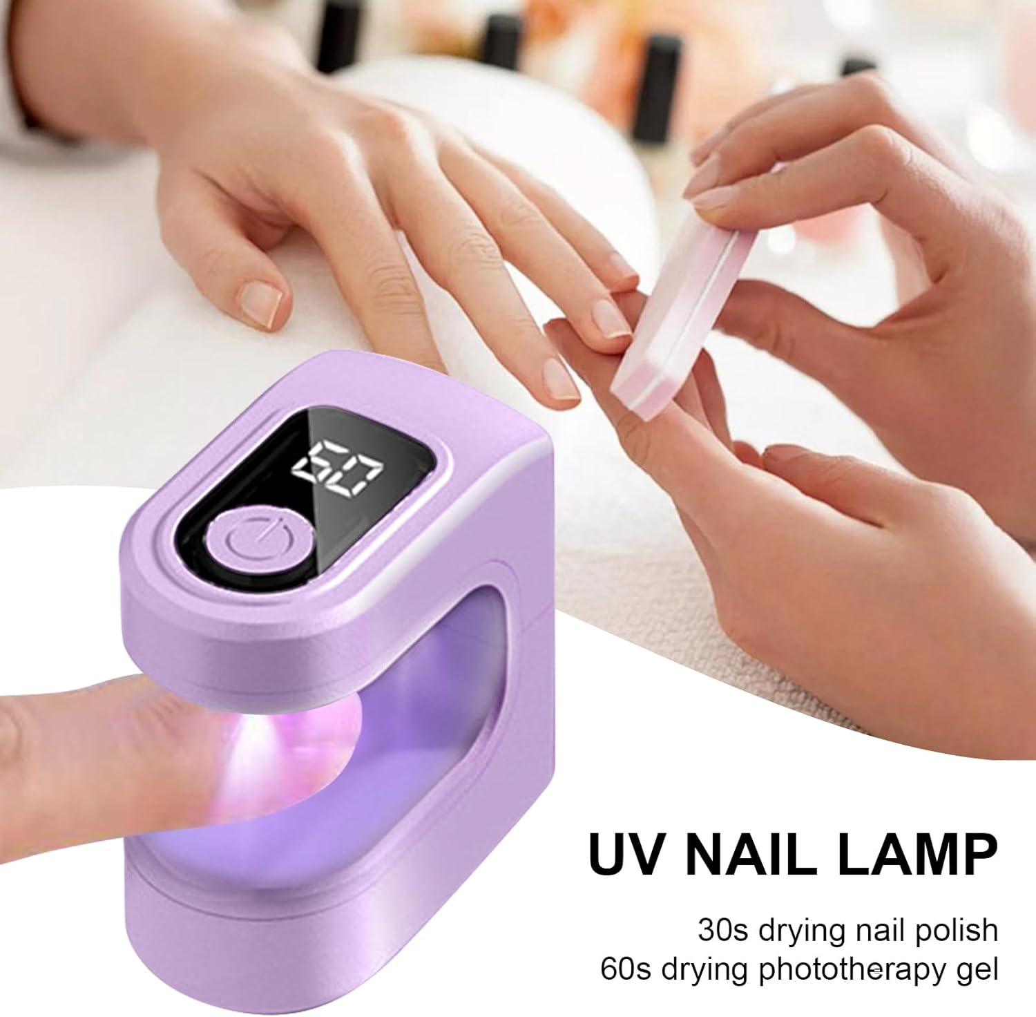 UV Nail Lamp Small - Gel Polish Dryer USB Charging,Portable Nail Curing Light 2 Modes Adjustable for Home Travel Manicure image number 1