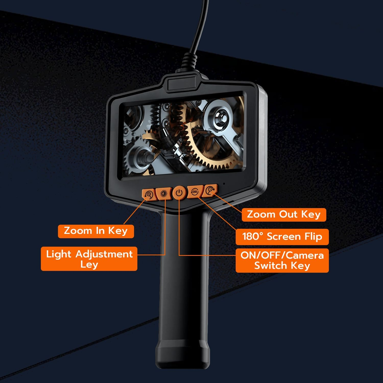 Mcbazel Dual Lens Endoscope Camera with Light,Ip67 Waterproof 4.3" IPS HD Borescope Camera,1080P USB Drain Inspection with 3X Zoom & Adjustable LED for Pipe/Car/Machine image number 5