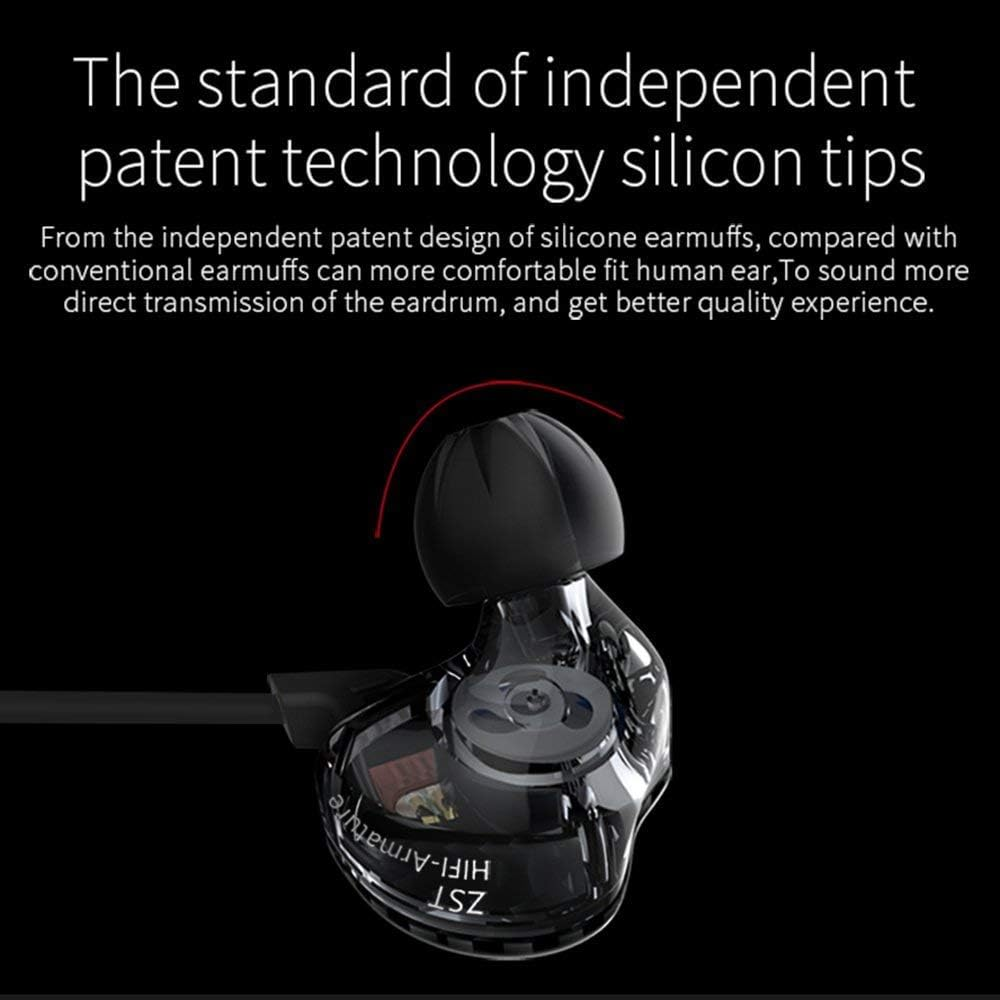 KZ ZST Earbuds Dynamic Hybrid Dual Driver in Ear Earphones (With Mic, Black)