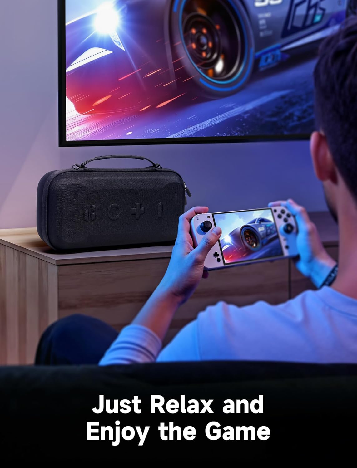 JSAUX Carrying Case for Lenovo Legion Go&Go S, Large Capacity Hard Portable Travel Case Pouch, Screen Protective Cover with Hand Grip, Accessories Storage Bag, Black image number 2