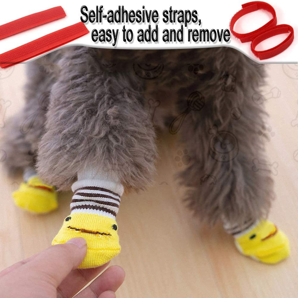 4 Pairs Anti-Slip Dog Socks&Cat Socks with Rubber Reinforcement and 8 Small Straps, Pet Paw Protector for Hardwood Floors, Indoor Wear Style 2(S) image number 1