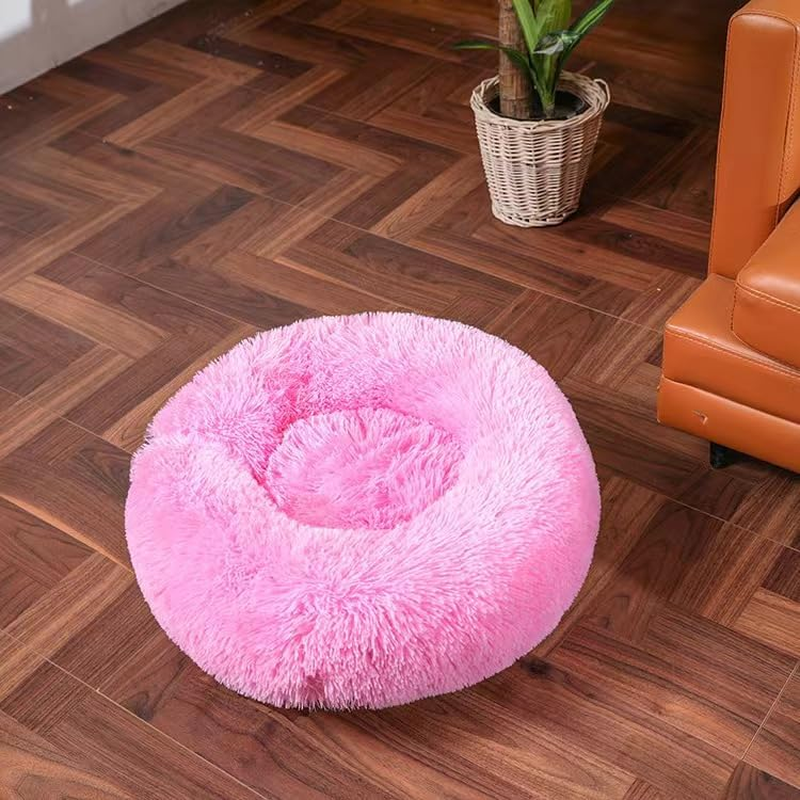 Soft Fuzzy Calming Bed for Dogs & Cats, Comfy Cat Bed, Marshmallow Calming Pet Bed.Faux Fur Pet Bed Self-Warming Donut Cuddler, Comfortable round Plush Dog Beds, Iridescent/1562