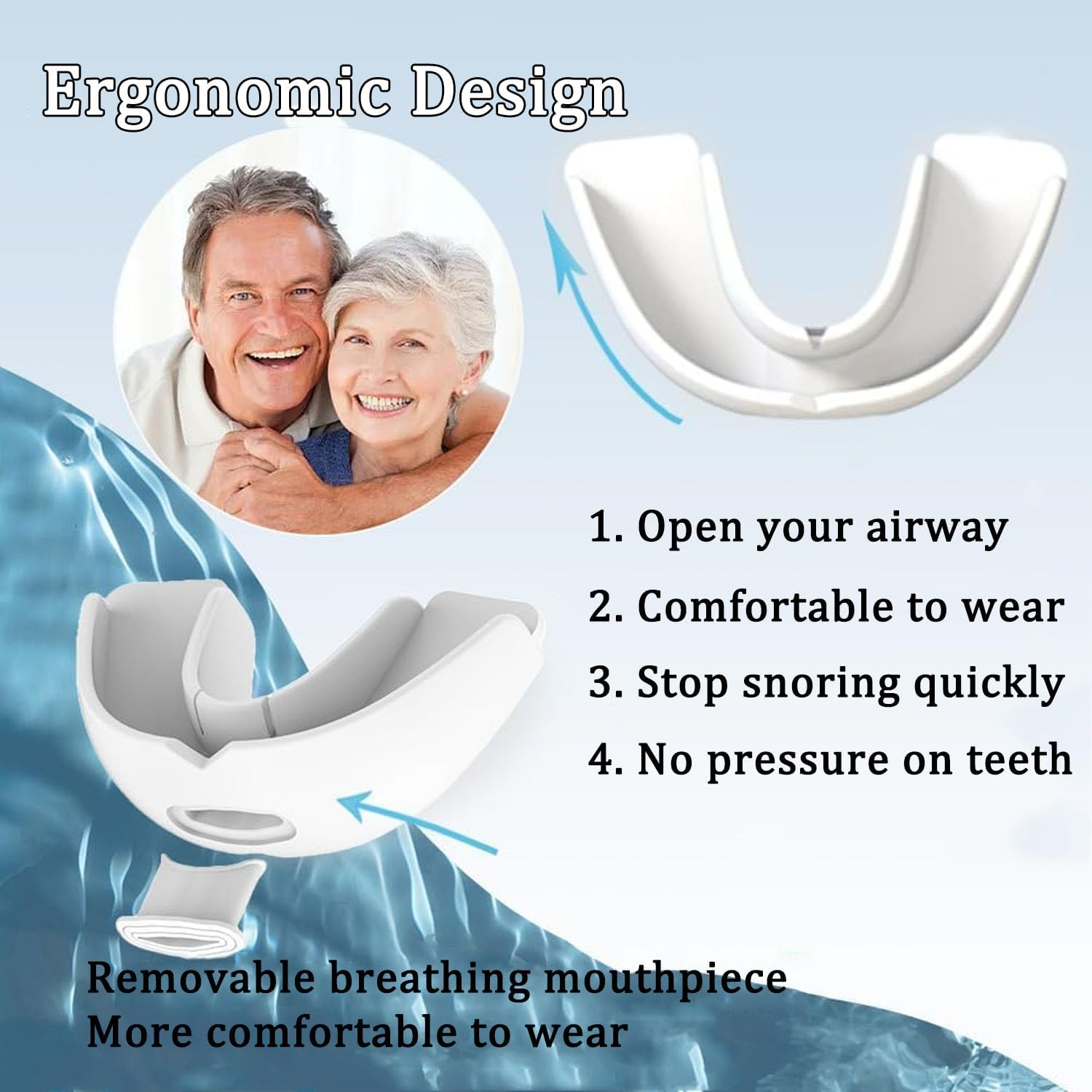Wakouter Mouth Guard, Anti-Snoring Mouthpiece, Reusable Mouth Guard for Sleeping, Stop Grinding, with Travel Cases (White) image number 2