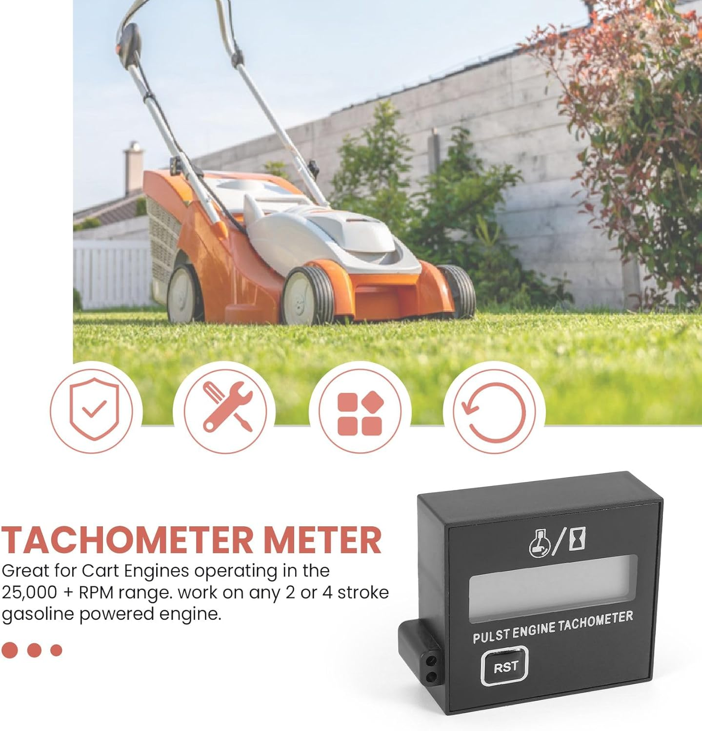 New Gasoline Digital Engine Tachometer Inductive Pulse Tachometer Waterproof with Battery for Chain Saw Mower 2/4 Stroke image number 4