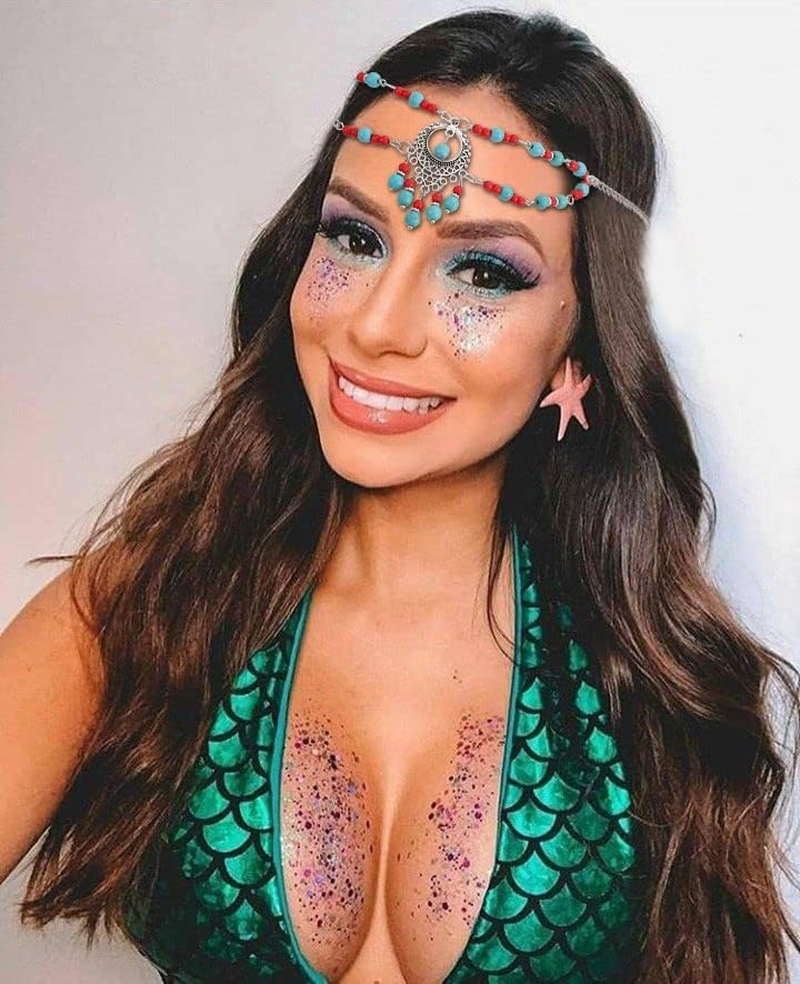 Fashband Boho Head Chain Silver Beads Headpiece Vintage Tassel Hair Accessories Festival Headband for Women and Girls image number 1