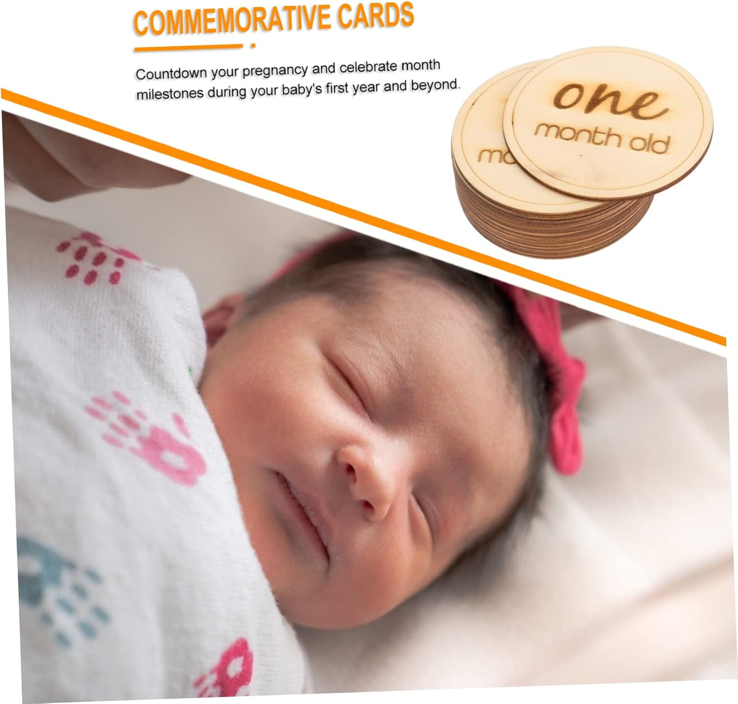 BESPORTBLE 12Pcs Wooden Milestone Cards Set Newborn Photography Props for Monthly Growth Tracking Memory Keepsake for Showers and Special Moments image number 4