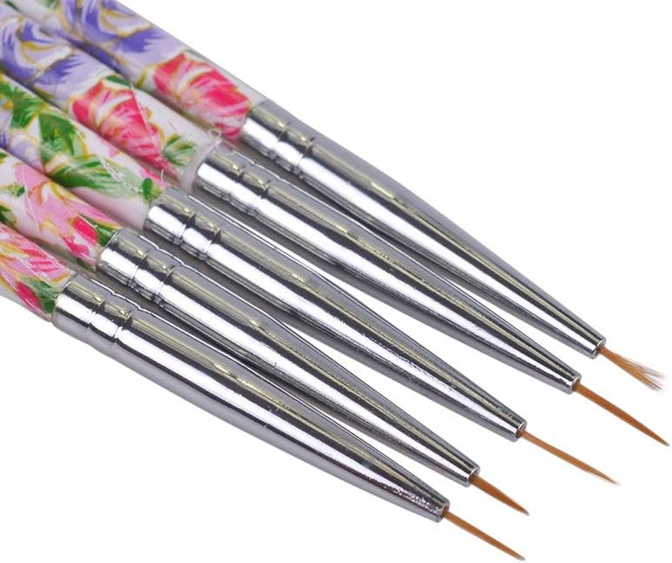 5Pcs Flower Handle Nail Art Brush Pen Professional Nail Art Paint Drawing Brush Kit Nail Manicure Tools 14Cm Zhengpingpai