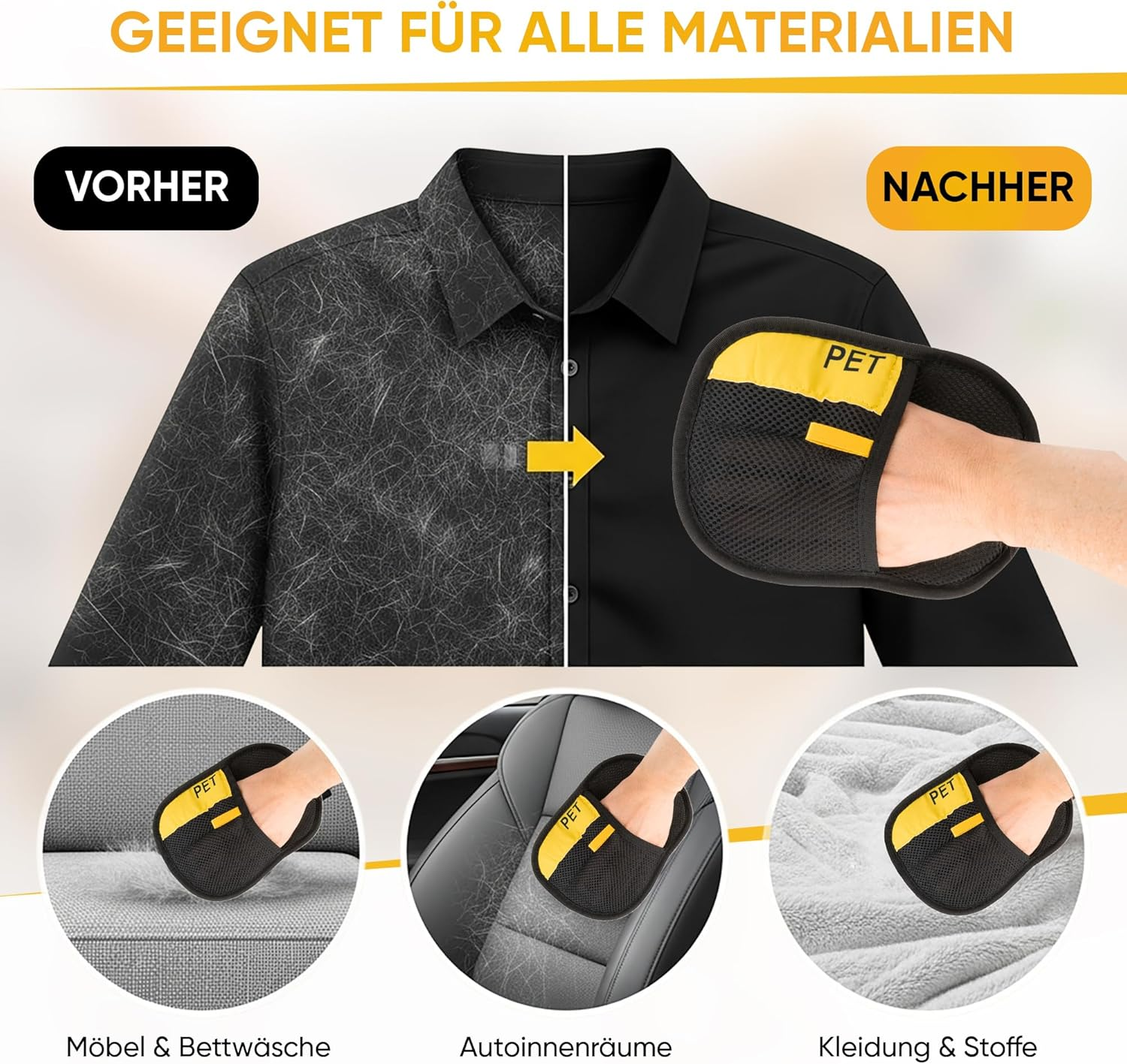 Pet Hair Removal Glove - Reusable Hair Remover for Cats & Dogs - Electrostatic Grooming Glove for Clothes, Sofa & Car image number 5