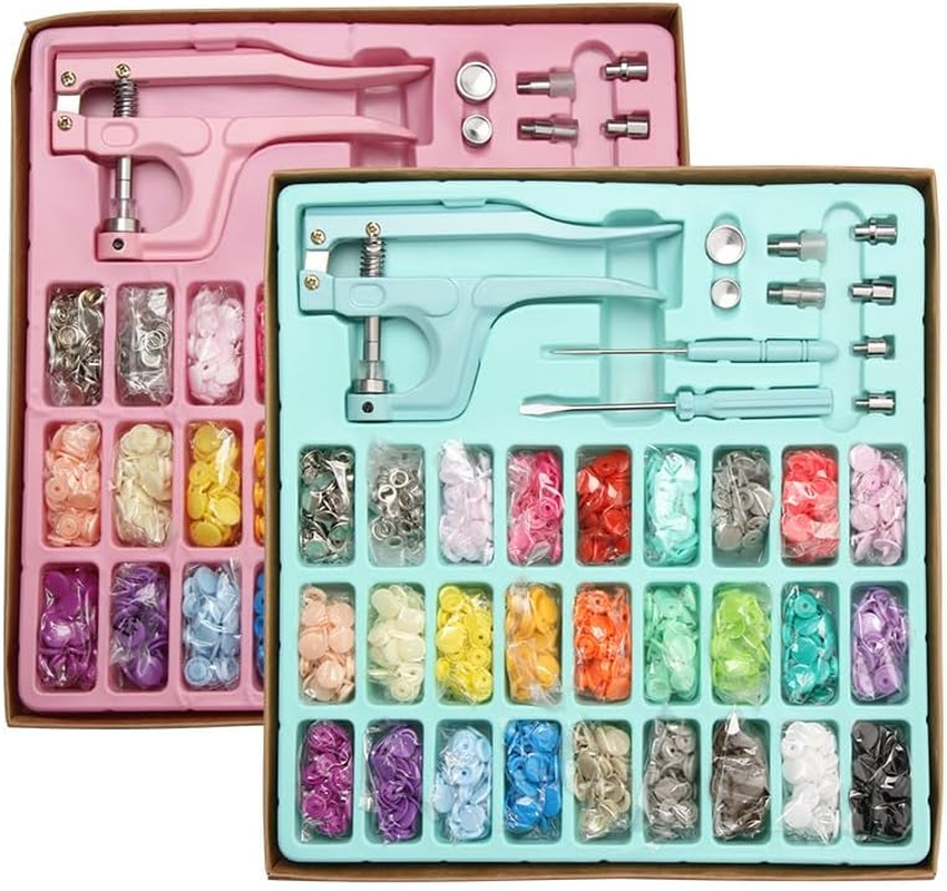 270PCS/SET Multifunction Snaps and 3 Kinds Replace Snap Pliers Sett5 Plastic/Metal Buttons Sewing & Crafting Clothing Resin Garment (Pink)