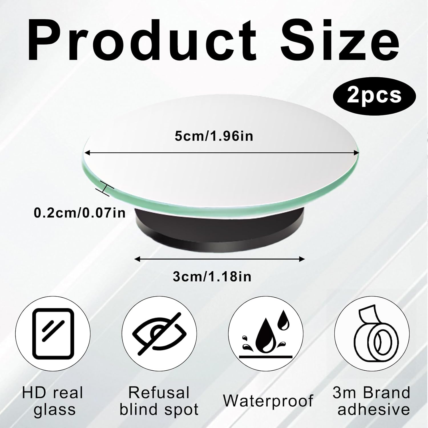 Blind Spot Mirror, 2" round Frameless Convex Rear View Mirror, 360 Degree Rotatable Car Blind Spot Mirror for Cars SUV Trucks, Pack of 2 image number 1