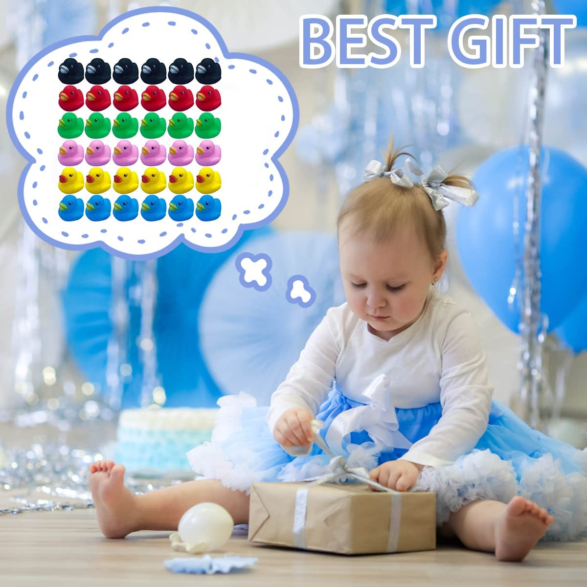 50 Pcs Assorted Ducks for Kids,Float and Squeeze Sound Baby Bath Duck Toys,Durable Rubber Duck Toy for Tub Pool,Showers Accessories Baby Showers Toy image number 2