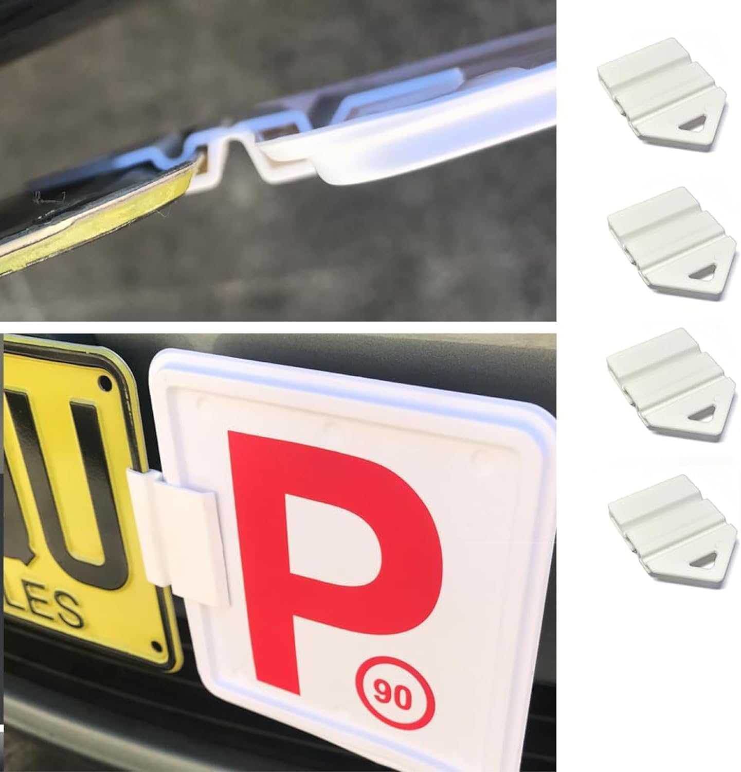 White Clip It on Clips License Plate Holder - Licence Clip for Cars,Automobile License Plate Installation Kit，8Clips image number 2