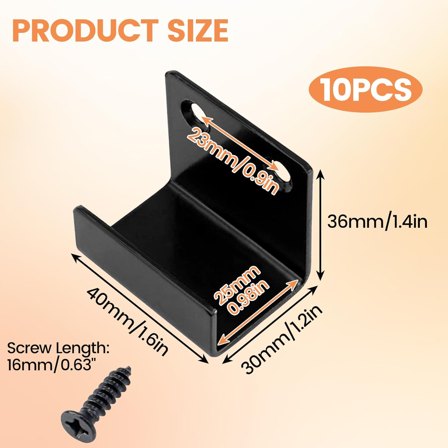 Coshar 10Pcs Tile Display Wall Hanger Thicken Stainless Steel Flat J Hook Hanger Billboard Hook Fastener - Black (Inner Width 25Mm) image number 3