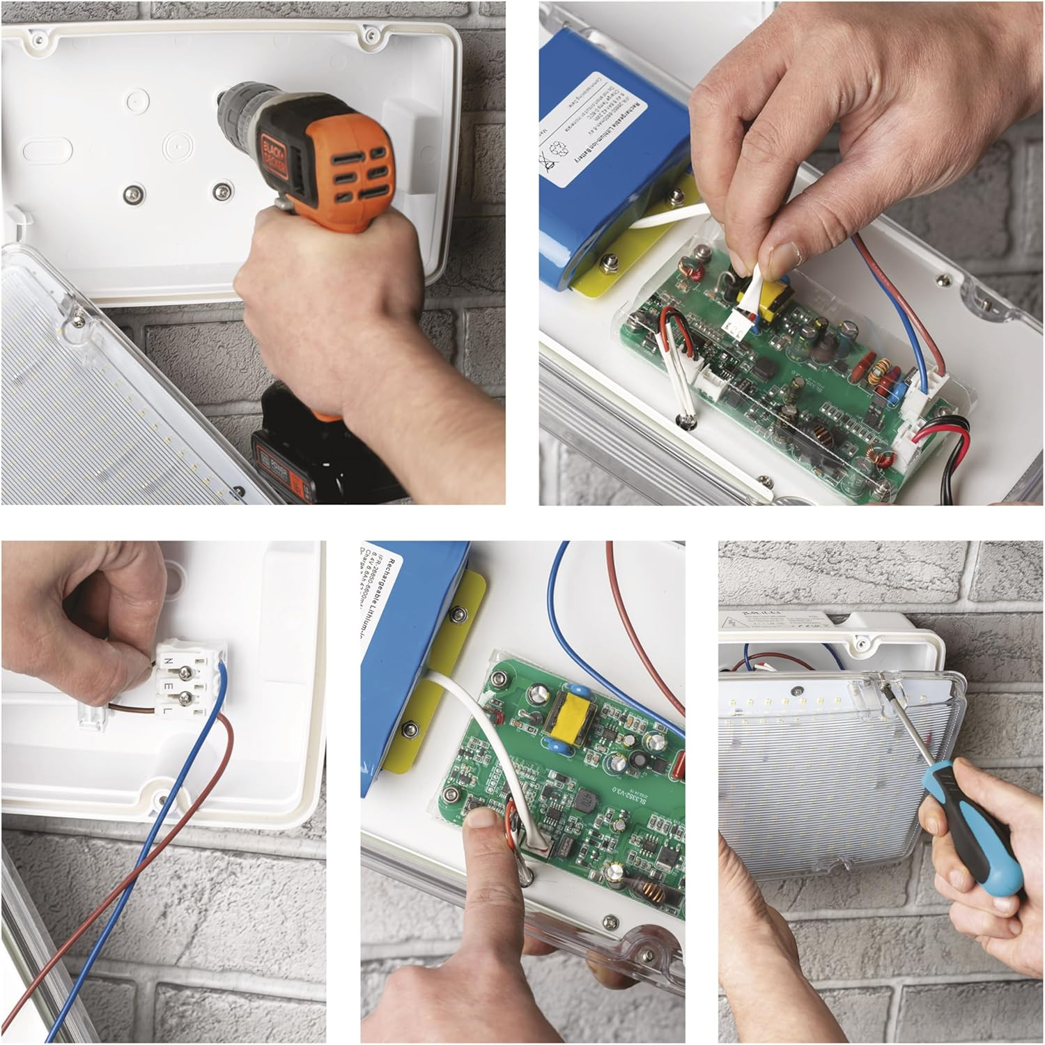 EMOS - LED Security Light Nessi 10W with Battery - Anti-Panic Lighting with Manual Test Button - 3 Hours Emergency Mode - Surface-Mounted - Cool White Light - Also for Wet Rooms - White image number 3