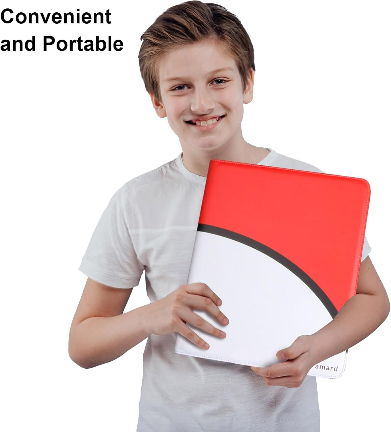 Famard 9-Pocket Binder Fit for Toploader, Trading Card Storage Album Compatible with 288 Top Loaders for Cards, Double-Sided Pockets for 3" X 4" Rigid Card Holders (White-Red)