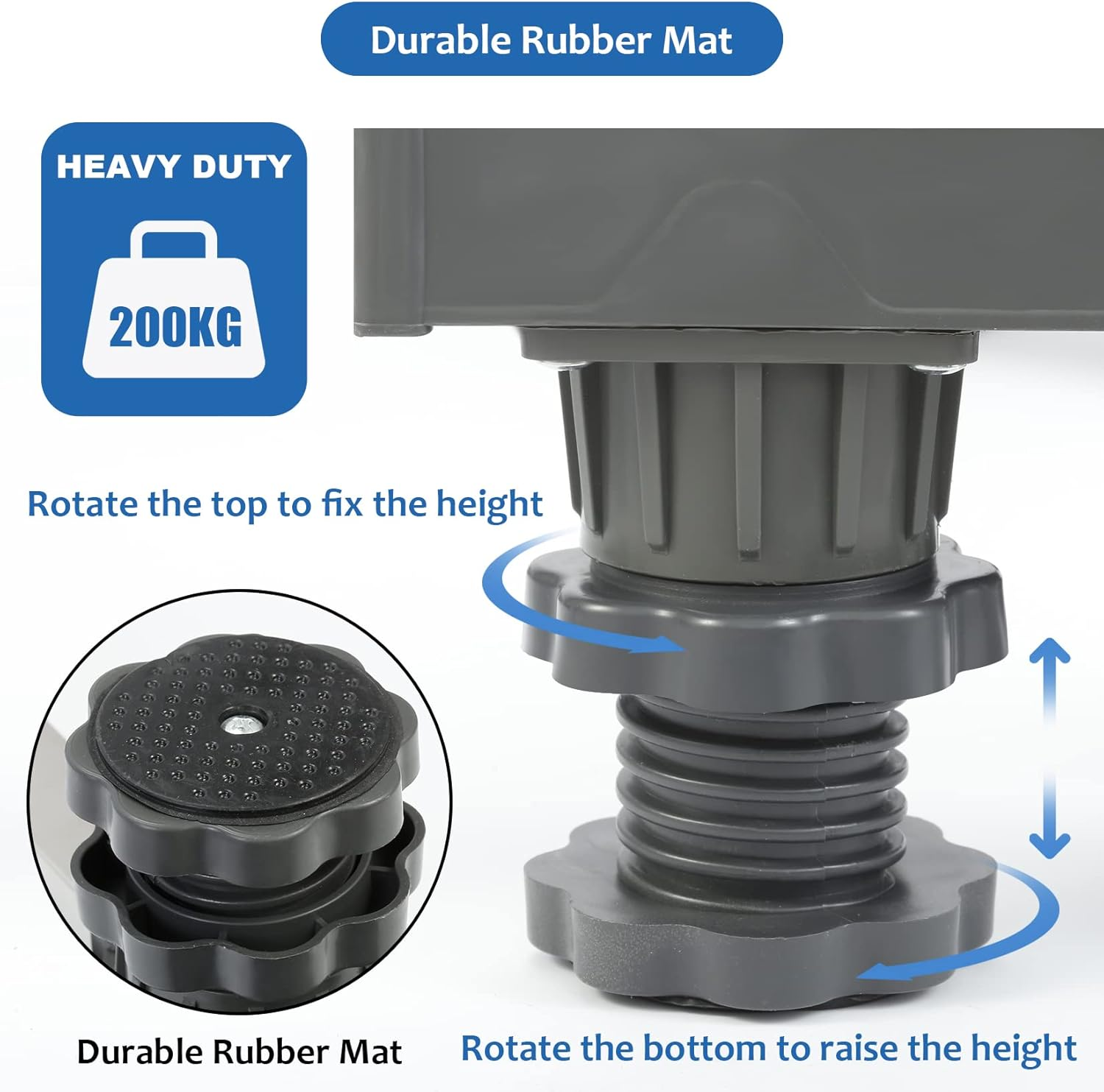 W B D WEIBIDA Mini Fridge Stand Adjustable Refrigerator with 4 Strong Feet Universal Washer and Dryer Heavy Duty Washing Machine Pedestal Platform for Dorm Appliance Multi-Functional Base, Deep Grey image number 4