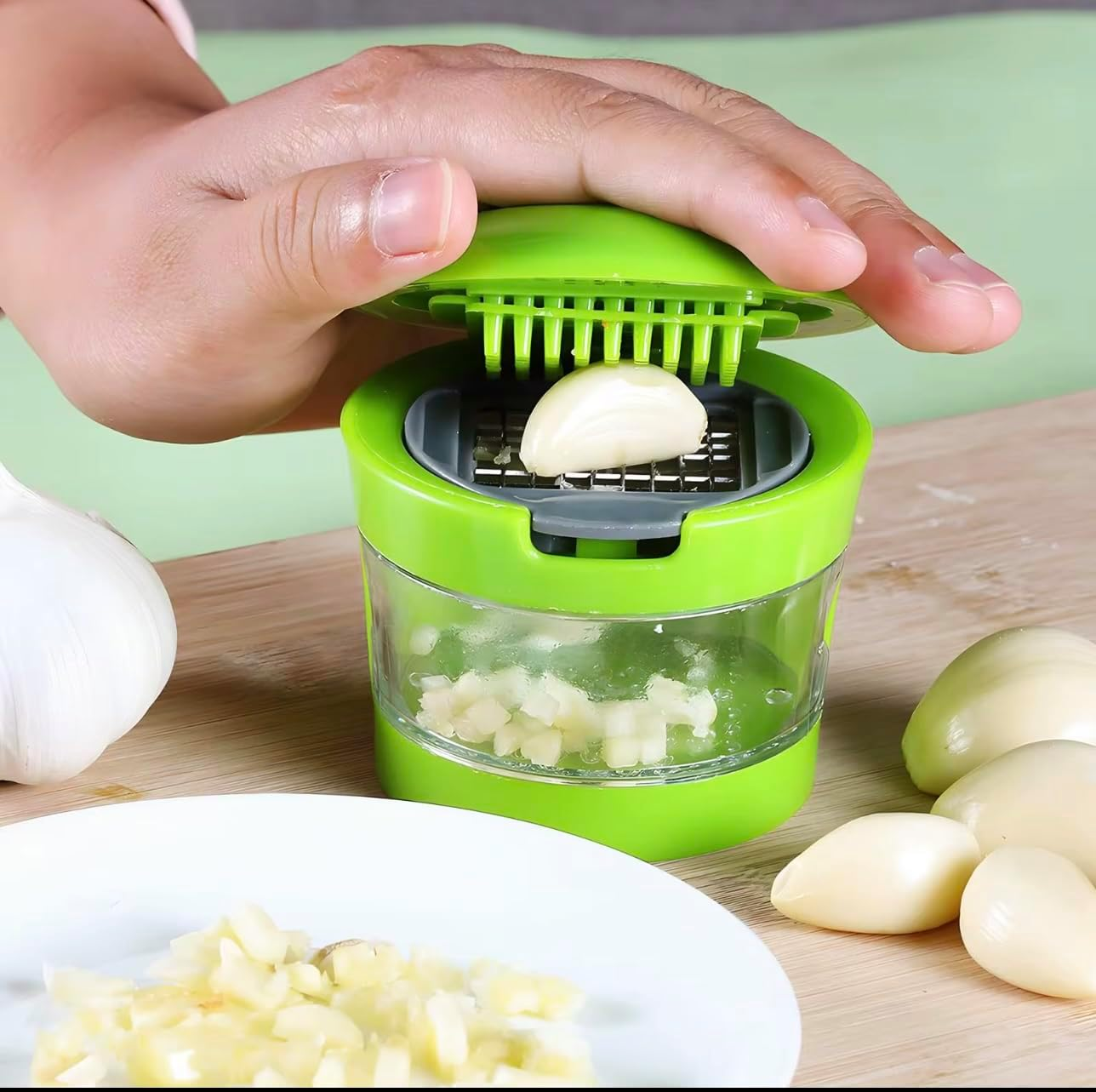 Garlic Press-Garlic Chopper Mini Vegetable Slicer Garlic Mincer Tool Crusher Slicer Twister Garlic Press Kitchen Gadget image number 1