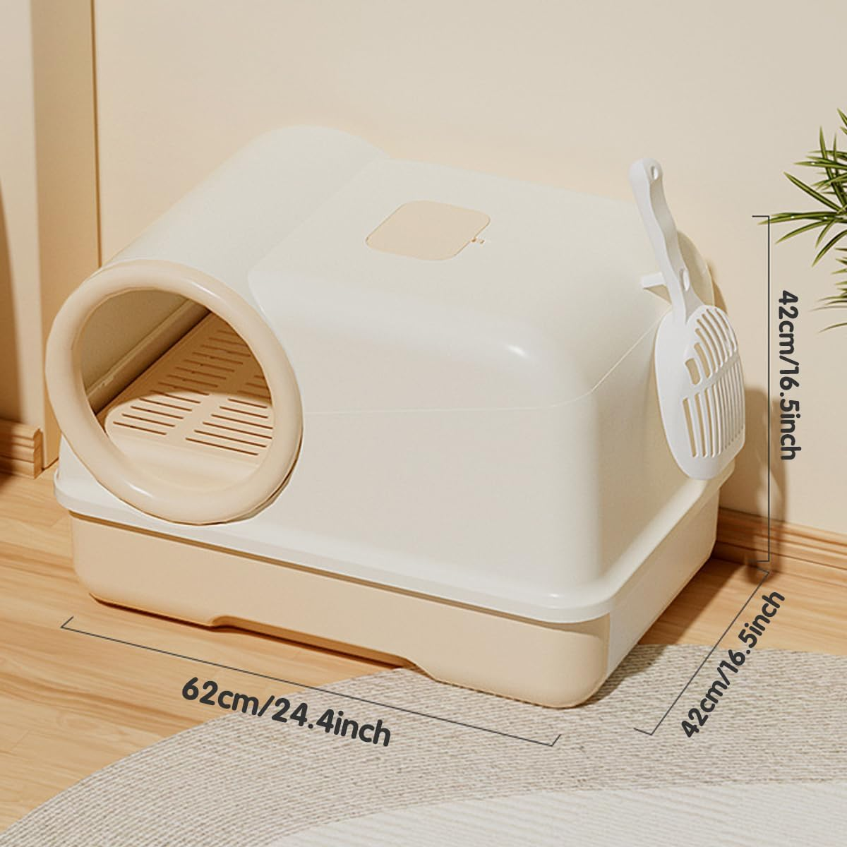 AIMALL 1Pc Fully Enclosed Cat Litter Box 24.4In with Drawer Design Extra Long Corridor Anti-Sand Odour Cat Toilet for Large Cats image number 1