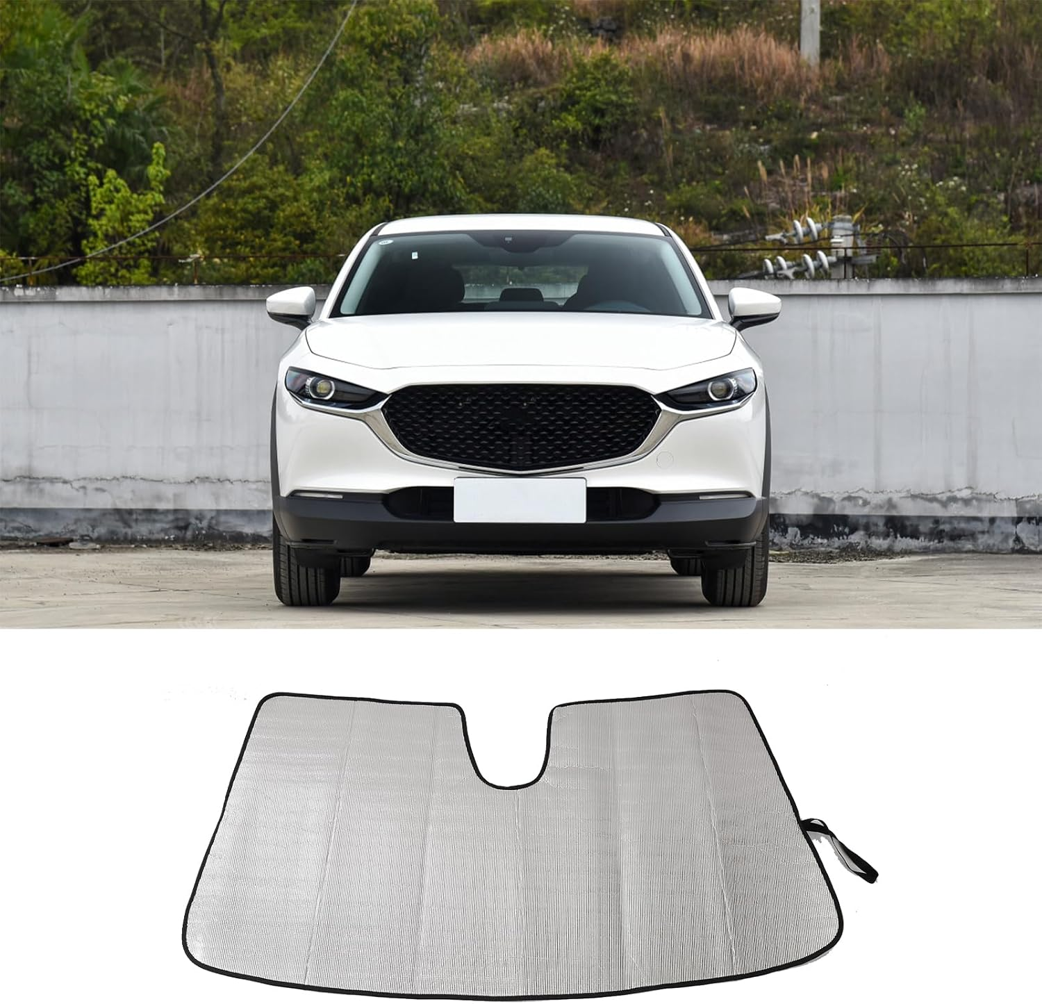 Windscreen Sun Shade Compatible with MZD CX-30 2020-2025 Accessories | Reflective Windshield Cover Window Shade | UV & Heat Blocking Cover (A/Aluminum Foil, CX-30 2020-2022) image number 5