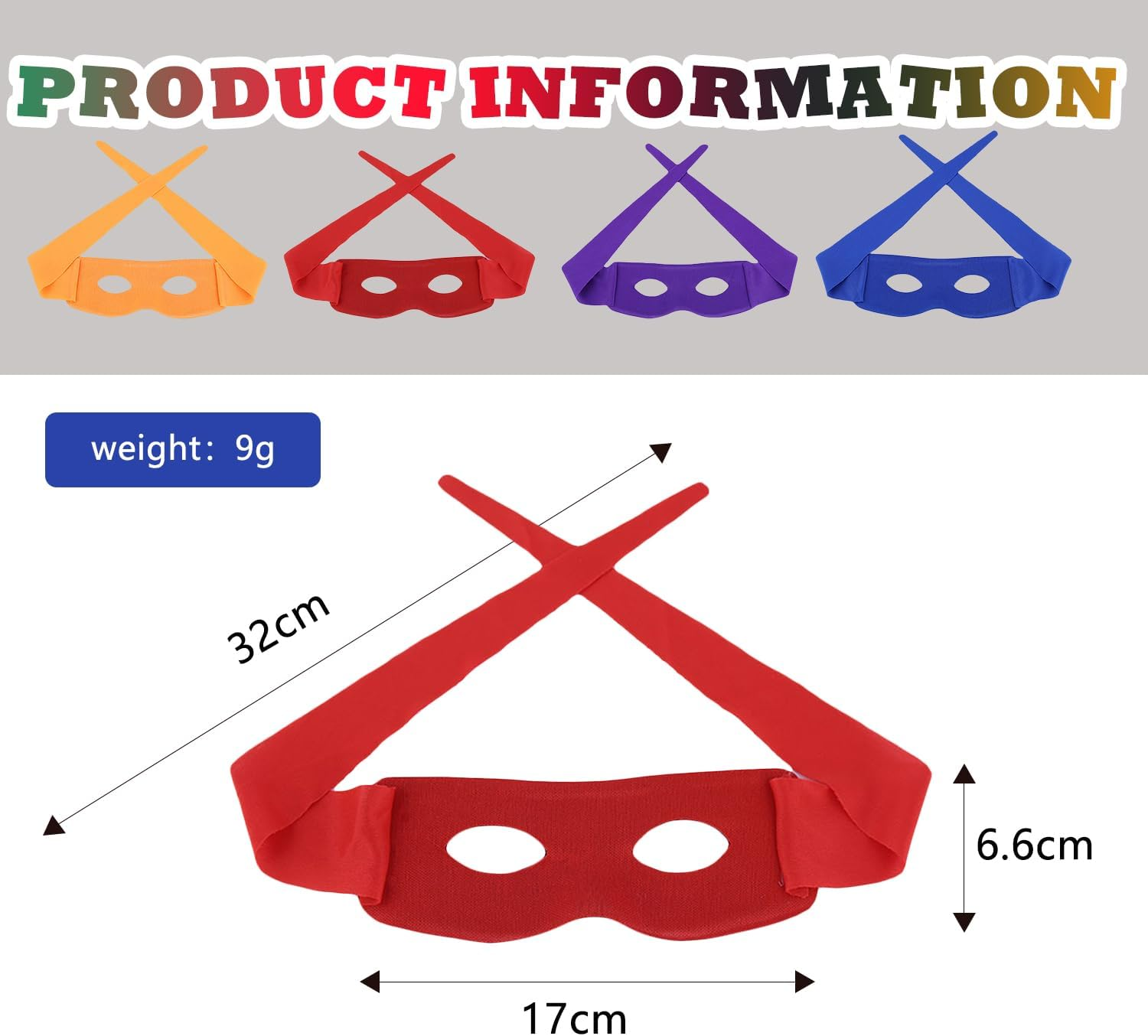 Nereds 4Pcs Ninja Style Face Mask Superhero Eye Masks Adjustable Half Masks for Halloween Party Cosplay Accessory Batman Mask image number 3