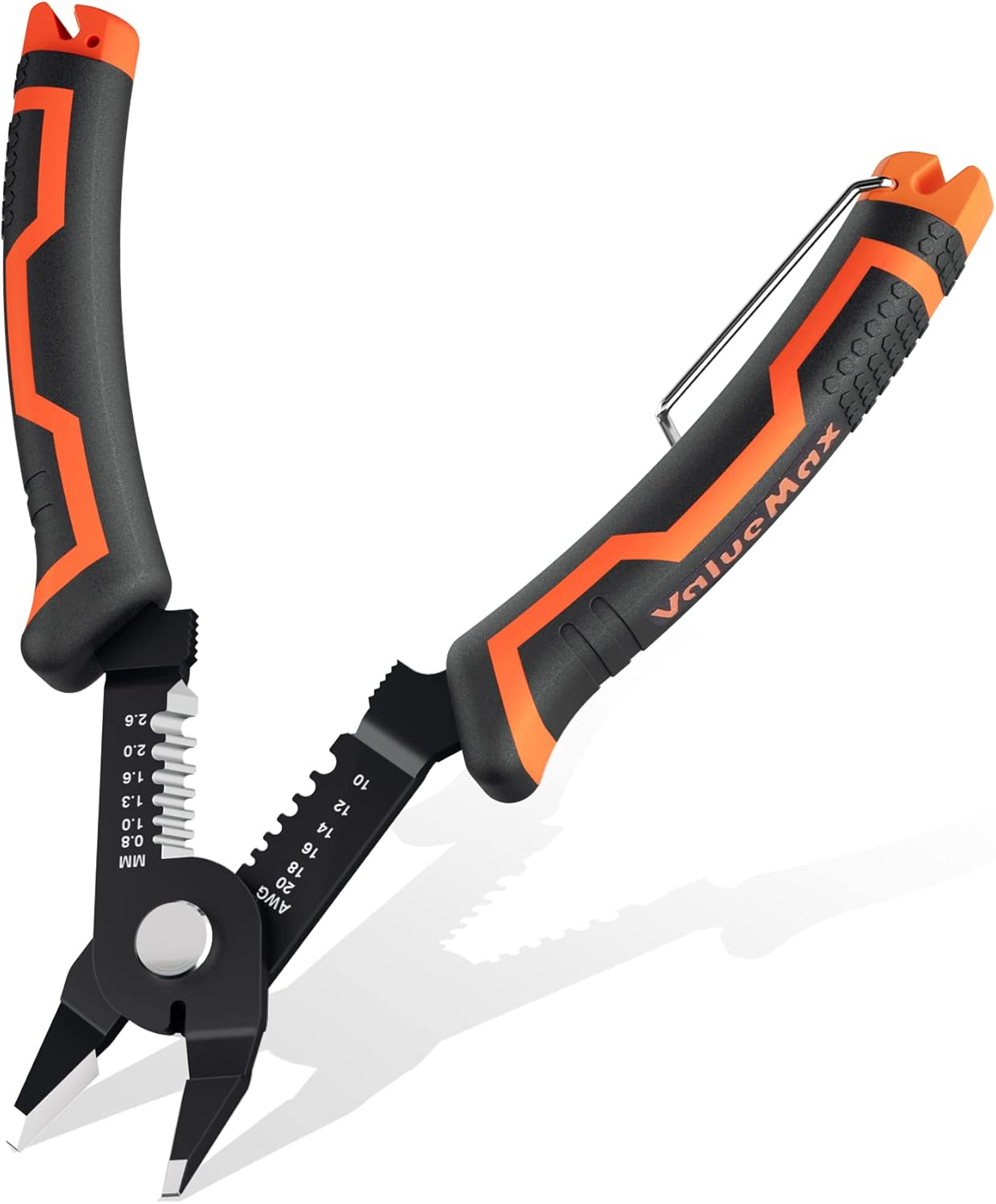 Valuemax Wire Stripper and Cutters, 10-22 AWG Wire Stripper, Spool Cutter with Safety Lock and Curved Bevel Edge, Diagonal Side Cutters for Electronics, Jewelry, 3D Printing and Crafts image number 1