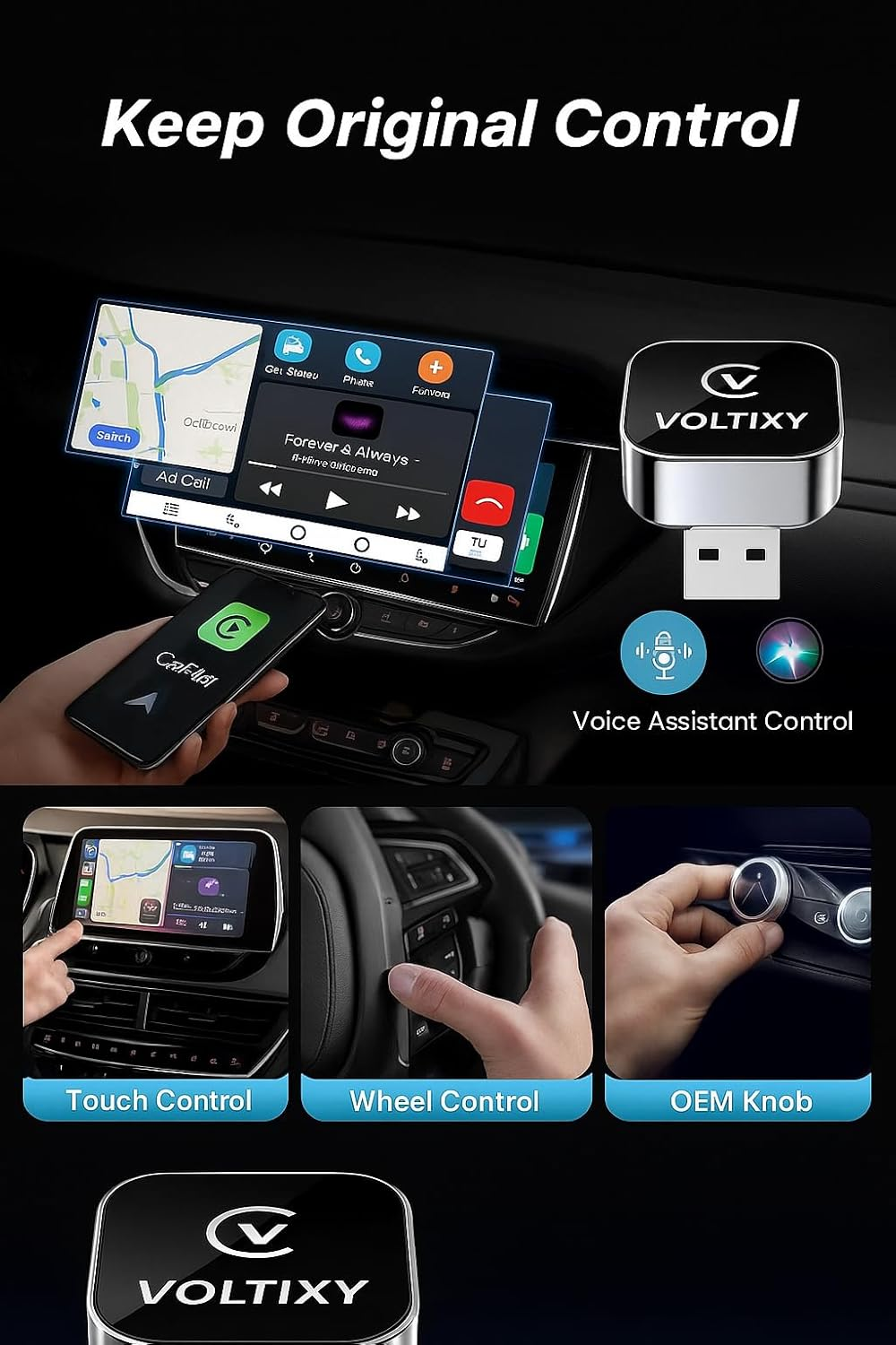 2025 Upgraded Wireless Carplay Adapter& Android Auto Adapter, Mini&Stable Carplay Wireless Dongle for Ios 10 Android 11 image number 1