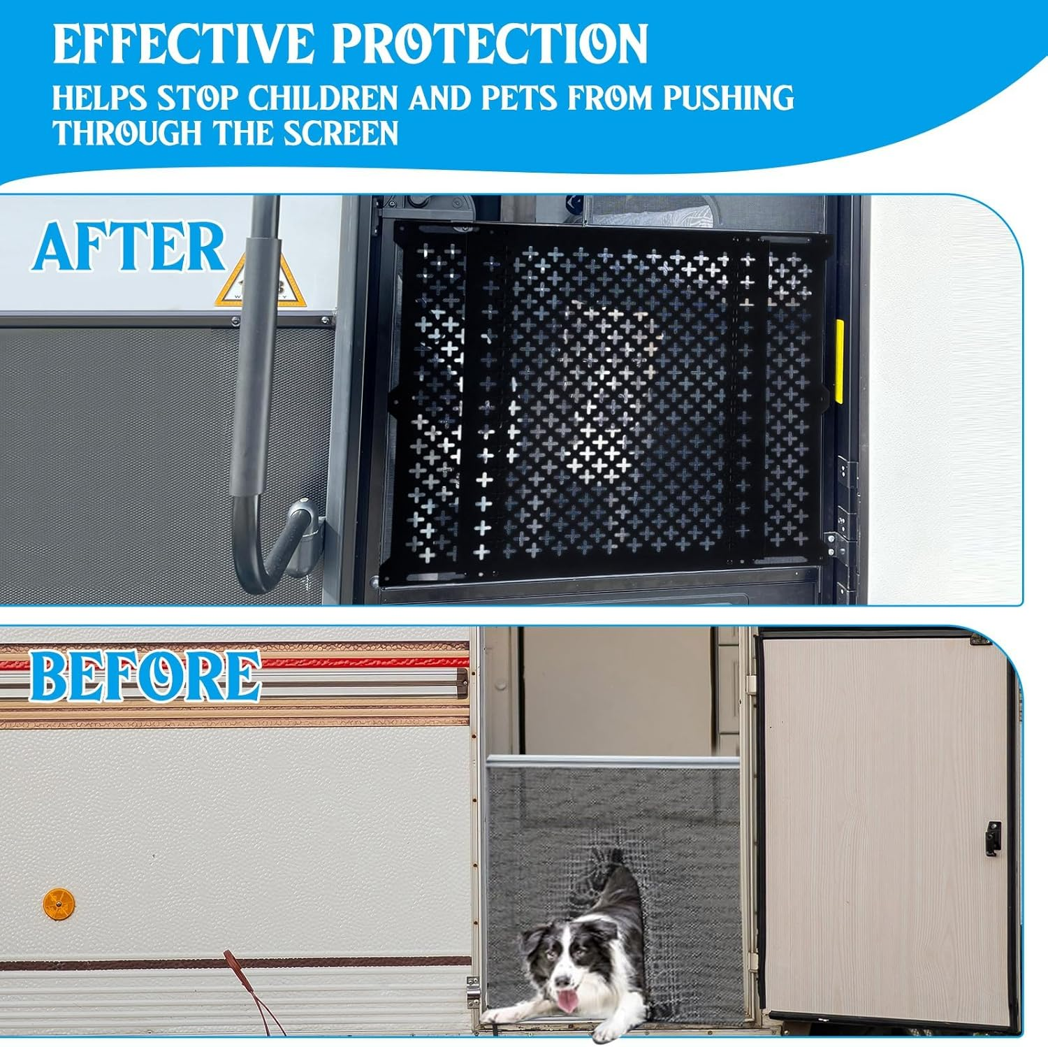 Gisafai Adjustable RV Door Screen Protector Adjusts from 21''- 31.5'' Aluminum RV Entry Screen Door Grille Alloy Screen Door Grill Screen Defender for RV Door, Black (Classic,24 Inch High) image number 5