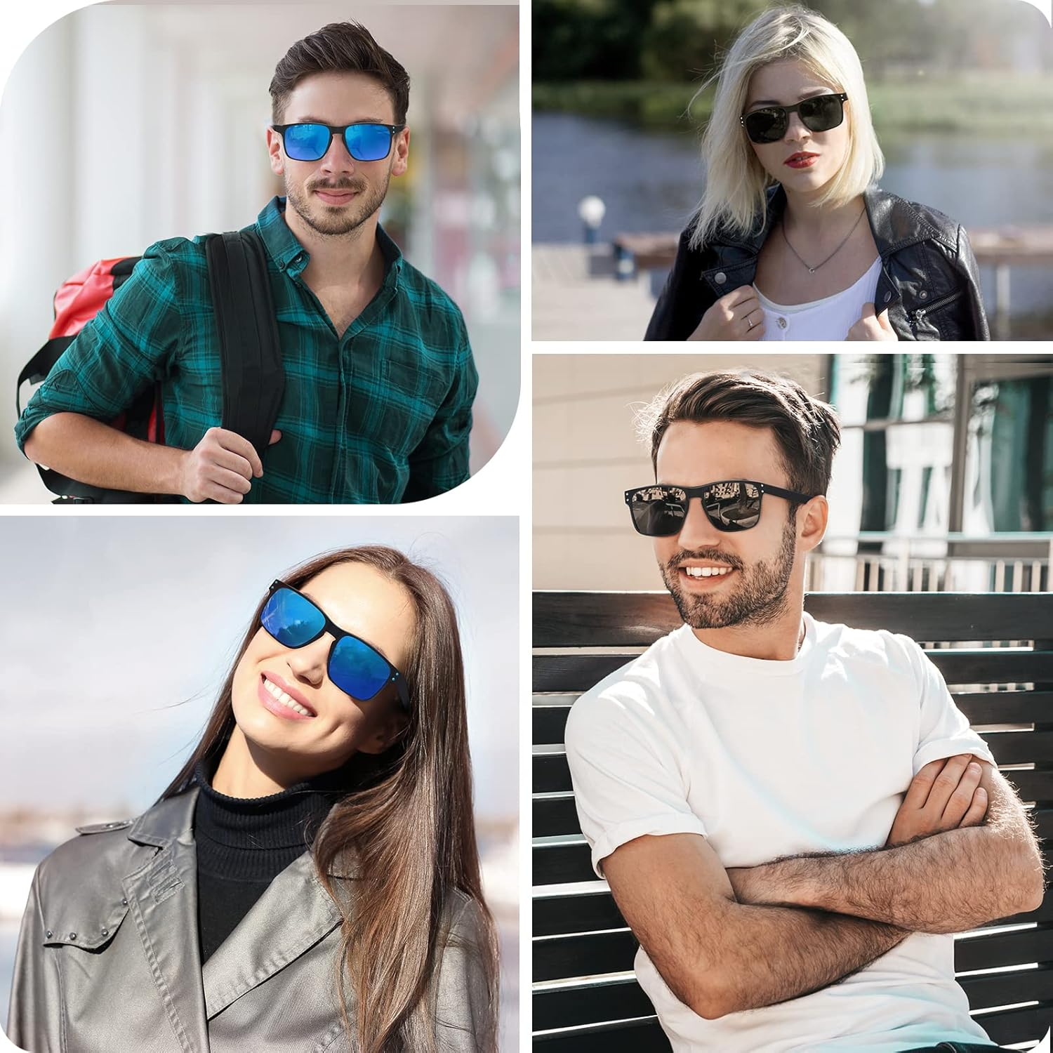 OJIRRU Polarized Sunglasses for Men Women 2 Pack Sports Sun Glasses Classic Rectangular Shades UV400 Protection for Men Women Sports Outdoor Driving Fishing Sunglasses