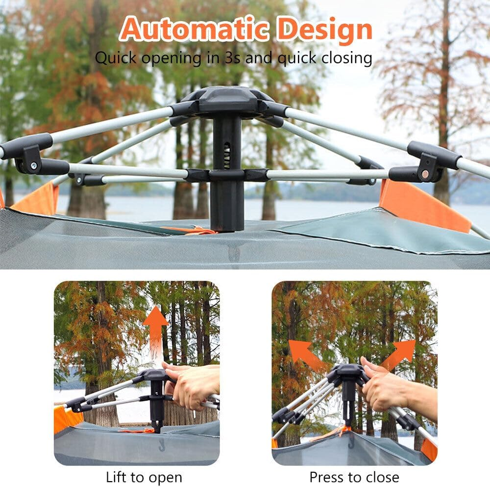 3/5-Person Instant Tent with Porch Camping Gear for Outdoors Fast Cabin Tent with Instant Setup Tent Pop up in 4 Minutes with Rainfly Backpack for Family Camping, Upgraded Ventilation image number 3