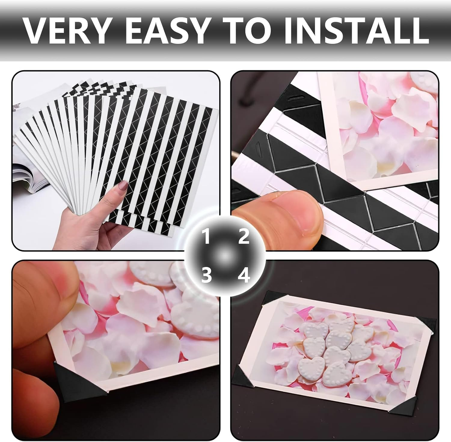 Photo Corners Sticker, 20 Sheets Self-Adhesive Photo Corners, 2040 Pcs Scrapbooking Supplies for Memory Books Picture Album (Black) image number 1