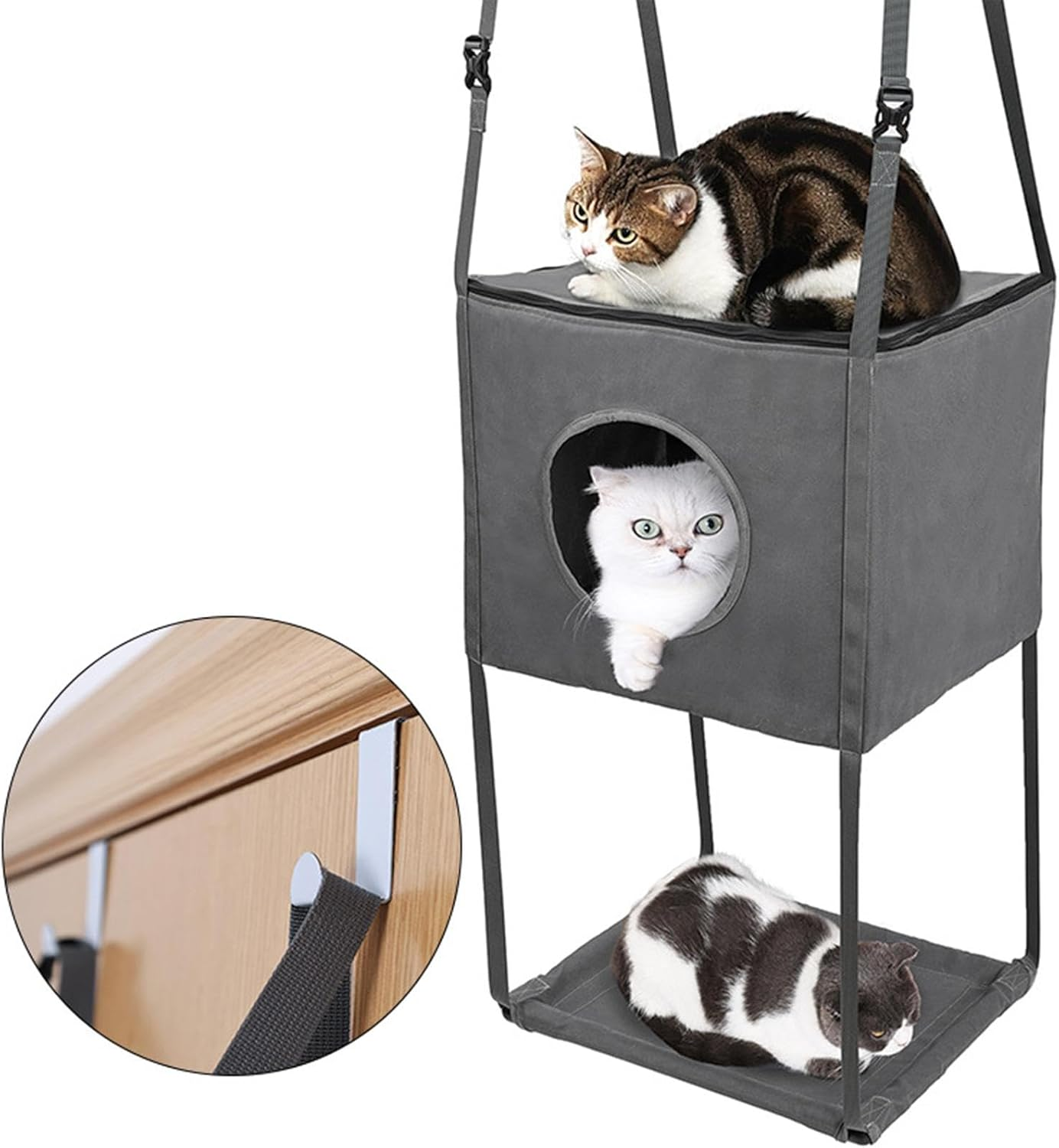 Cat Climber Bed - Cat Tree | Cat Hammock Bed | Breathable Cat Climber | 16X13Inches Door-Mounted Cat Hammock | Removable Cat Swing | Door Cat Tree | Adjustable Cat Bed Pet Perch for Indoor image number 1