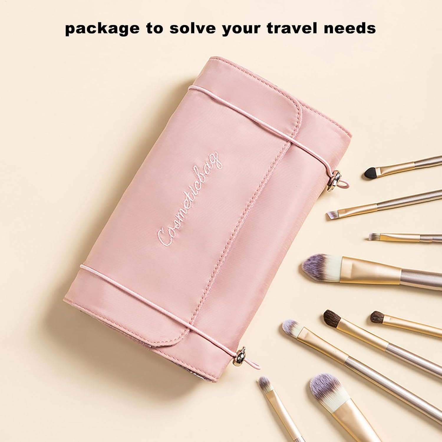 Makeup Brush Holder, Travel Makeup Brush Organizer | Cosmetic Brush Case on Wheels - Roll Makeup Brush Bag Pouch Holder Brush Case, Pink, Se R&eacute;f&eacute;rer Au Descriptif, Refer to Description