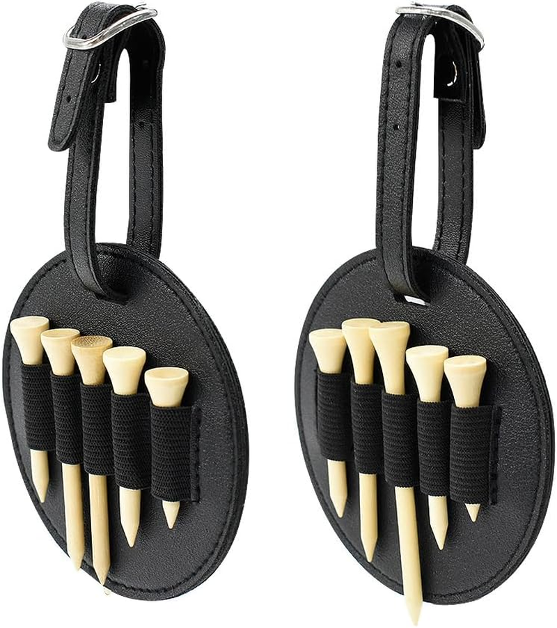 Golf Teg Sets Tees Organizerleather Golf Tee Holder Hooks to Golf Bag Belt Clip,Fits Golf Bag,Includes Five Tees image number 3