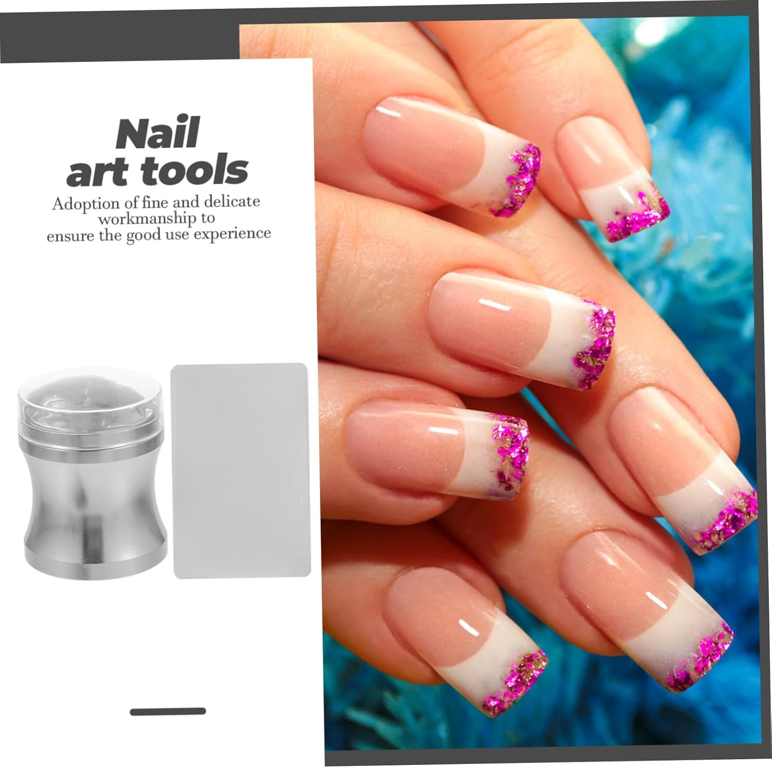 HAPINARY Nail Art Stamps French Tip Stamper for Manicure Diy Nail Art Tool Silicone Stamper Beauty Tool