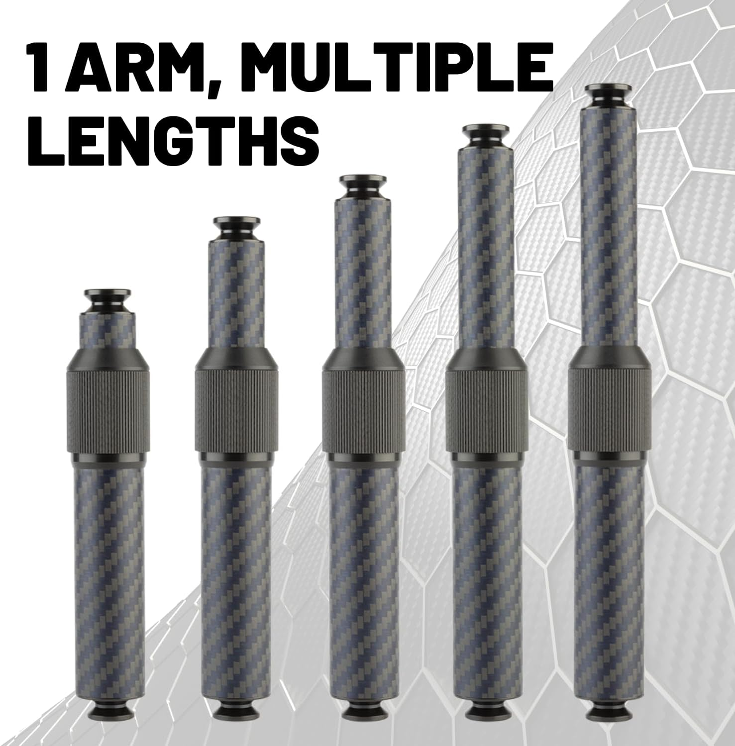 Bulletpoint Mounting Solutions Extension Arm 8"-10.5" Carbon Fiber + Kevlar Telescoping Dual Socket Fits 20Mm Attachment Ball image number 6