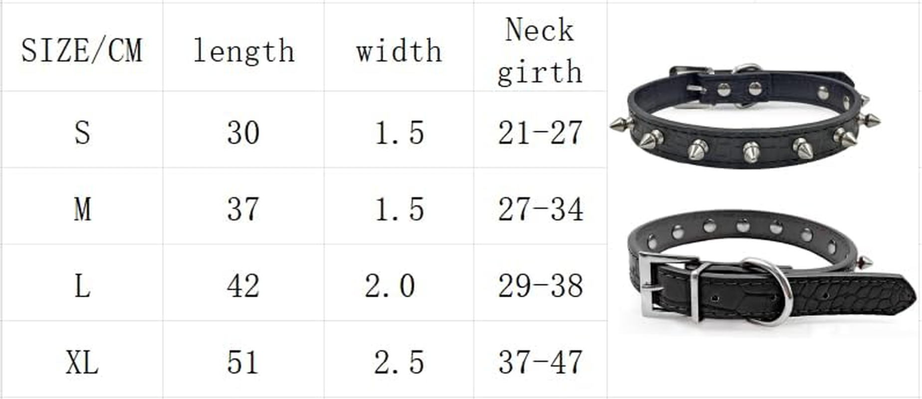 Spiked Dog Collar, Spike Collar for Dogs Punk PU Leather Spiked Cat Collar Adjustable Puppy Collars (Black, M) image number 3