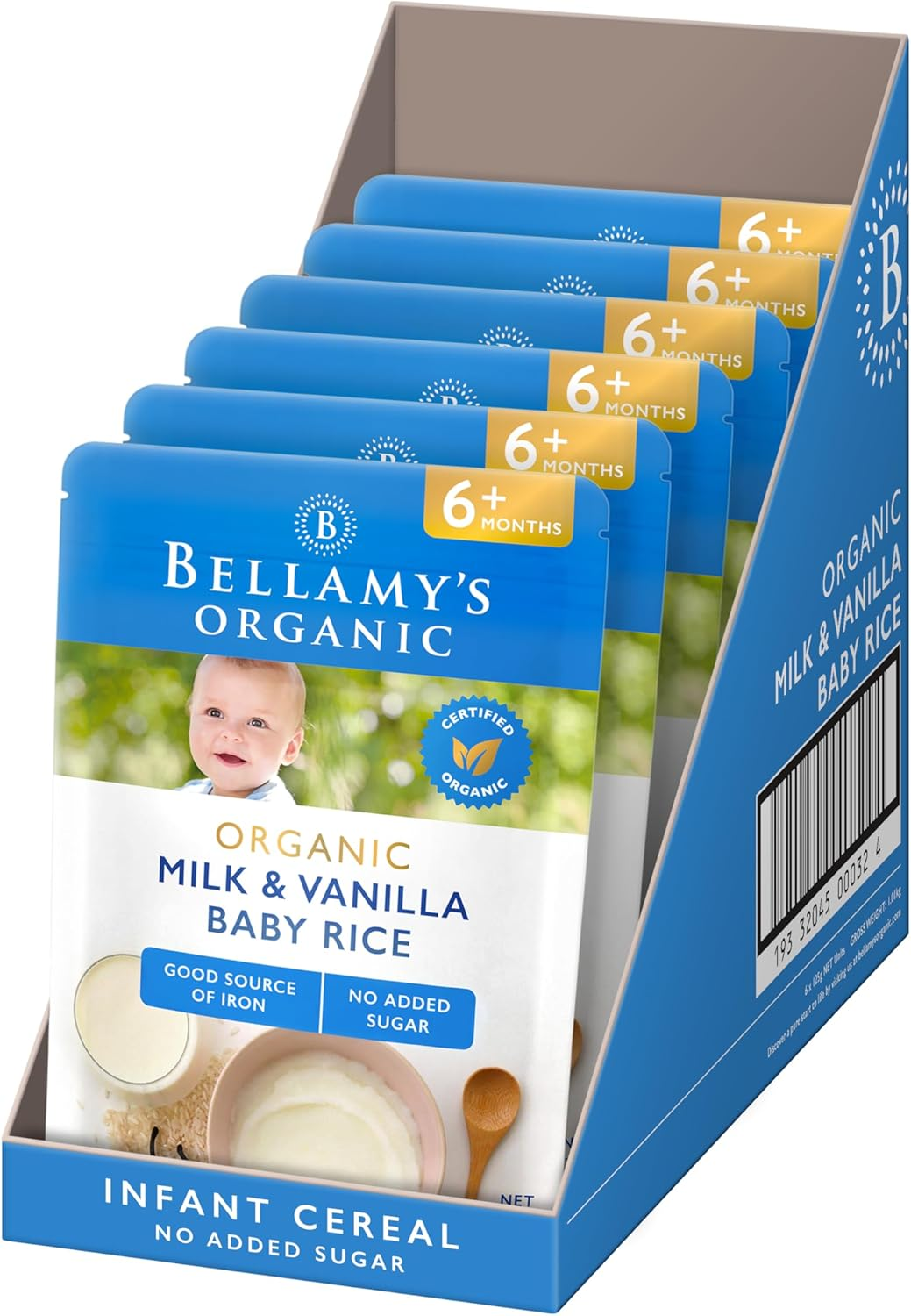 Bellamy'S Organic Milk & Vanilla Baby Rice 125G, Baby Food, 6M+, Bulk (6 X 125G) image number 2