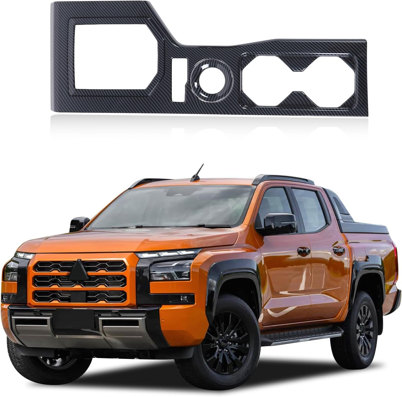 Gear Shift Panel Trim Compatible with Mitsubishi Triton 2024-2025 Accessories, Gear Shift anti Scratch Protector Cover ABS Material, RHD (Carbon Fibre Pattern)