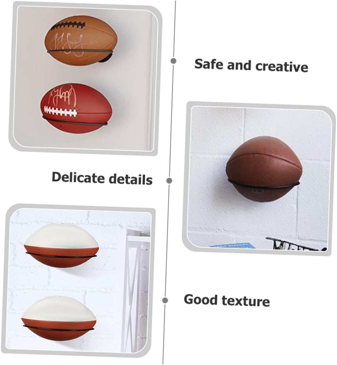 OHPHCALL 2Pcs Rugby Wall Mount Ball Storage Rack Sports Ball Storage Ball Rack Football Holder Rack Sports Ball Mount Ball Mount Ball Rack Iron Wall-Mounted Golf image number 2