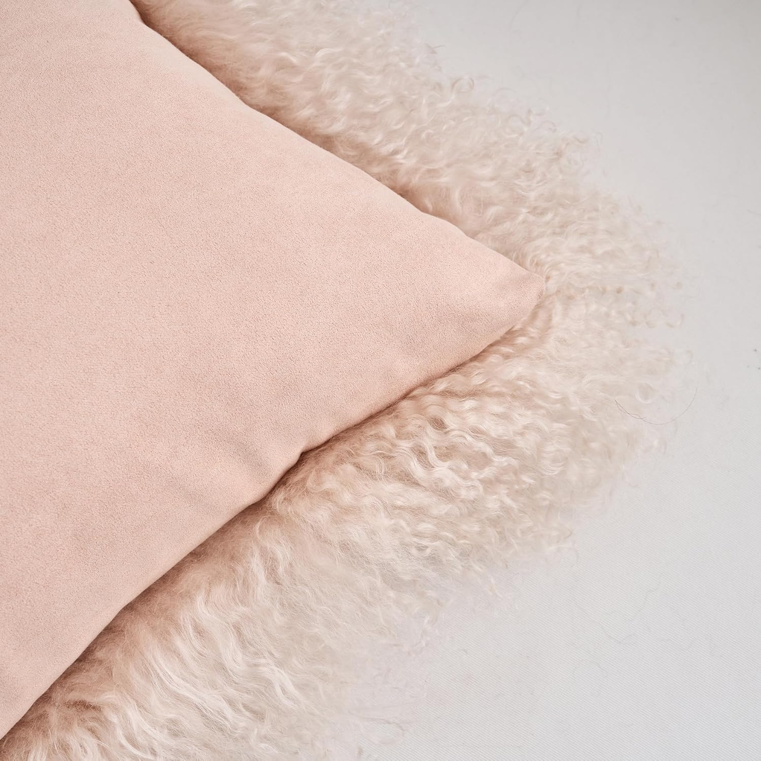 Genuine Mongolian Lamb Fur Pillow Cover &ndash; 30X50Cm Soft Curly Wool Cushion Case &ndash; Luxurious Decorative Accent for Sofa, Bed, or Chair (Dusty Pink) image number 2