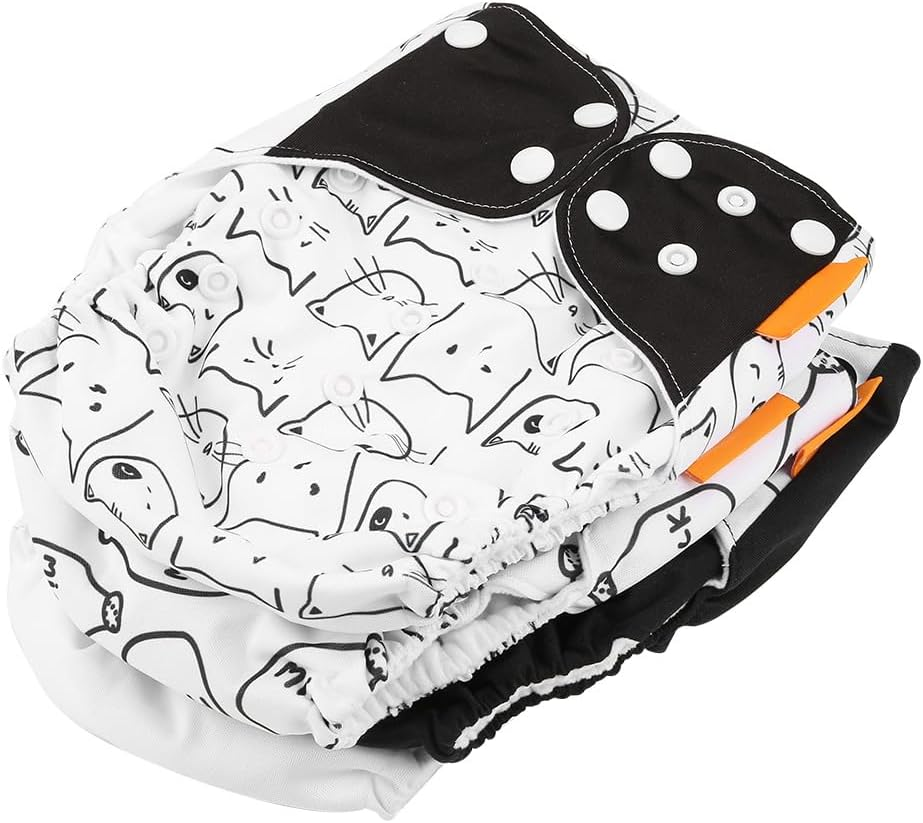 Baby Cloth Diaper Cover Nappy Reusable, 4Pcs Waterproof Washable Reusable Newborn Nappy Cover Adjustable Size for Baby/Girl/Boys (A) image number 3