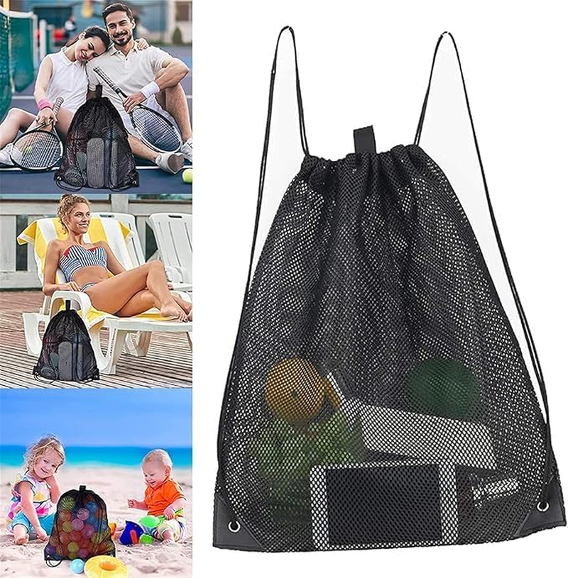 Large Mesh Beach Bag with Drawstring - Gym Backpack for Sports and Outdoor Activities image number 2