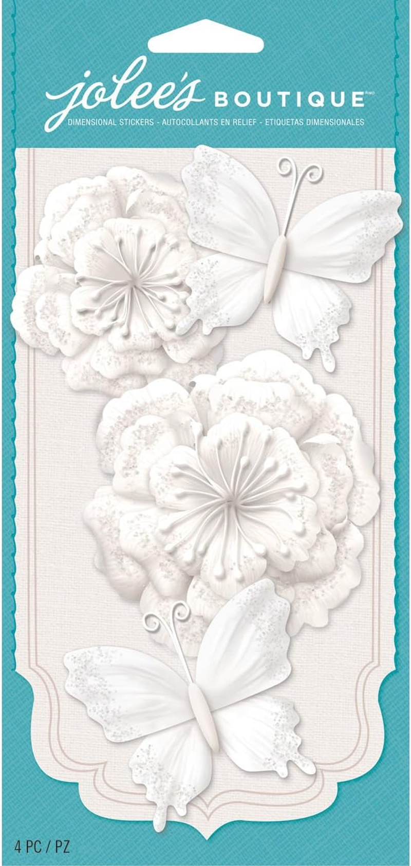 Jolee'S Boutique 0015586811513 Jolly Boutique WHT GLTTR BTTRFLY PPR FLWRS 50-60440, Other