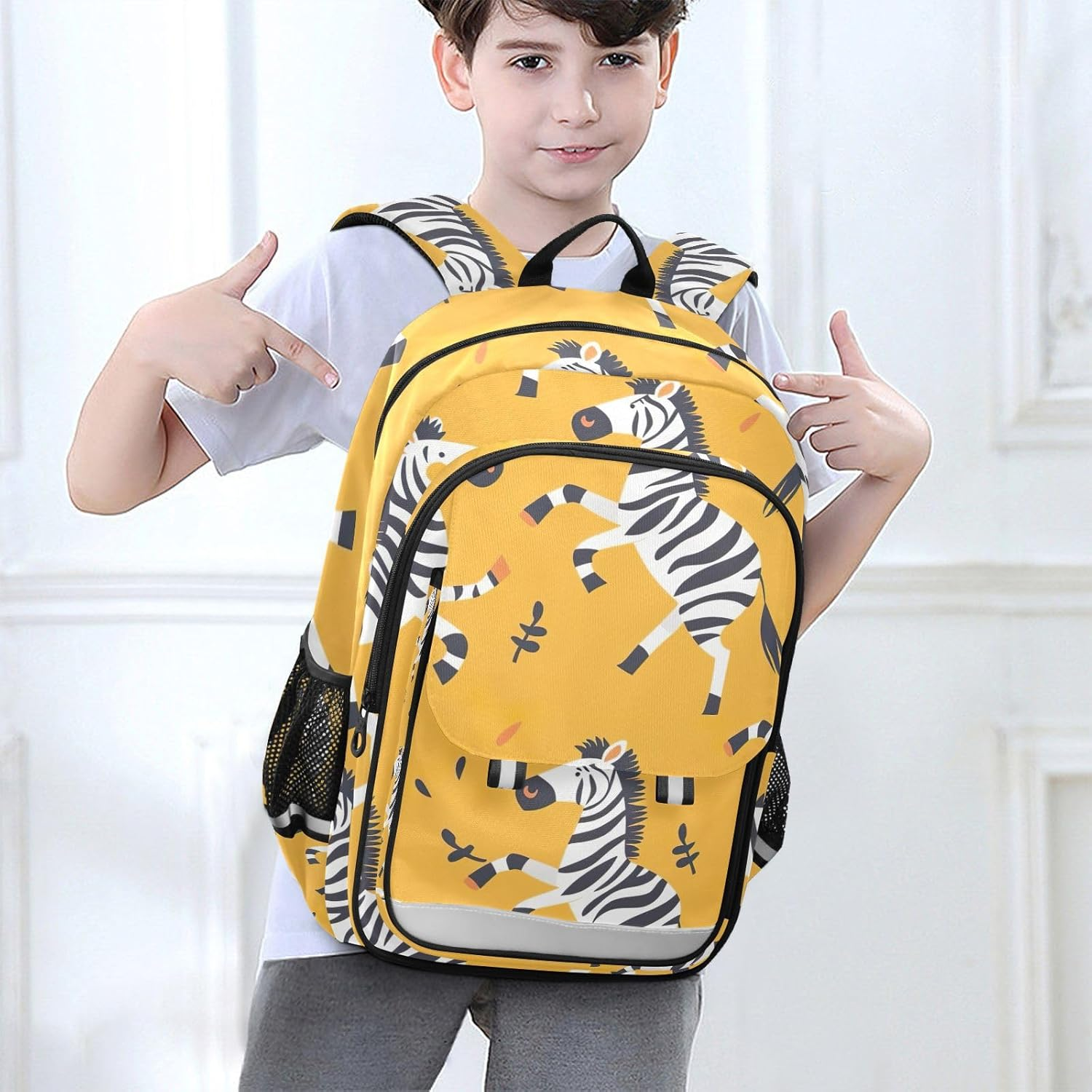RPLIFE Children'S Backpack 17 Inch Durable Backpack for Boys Girls, Zebra Yellow, One Size, Traditional Backpacks image number 6