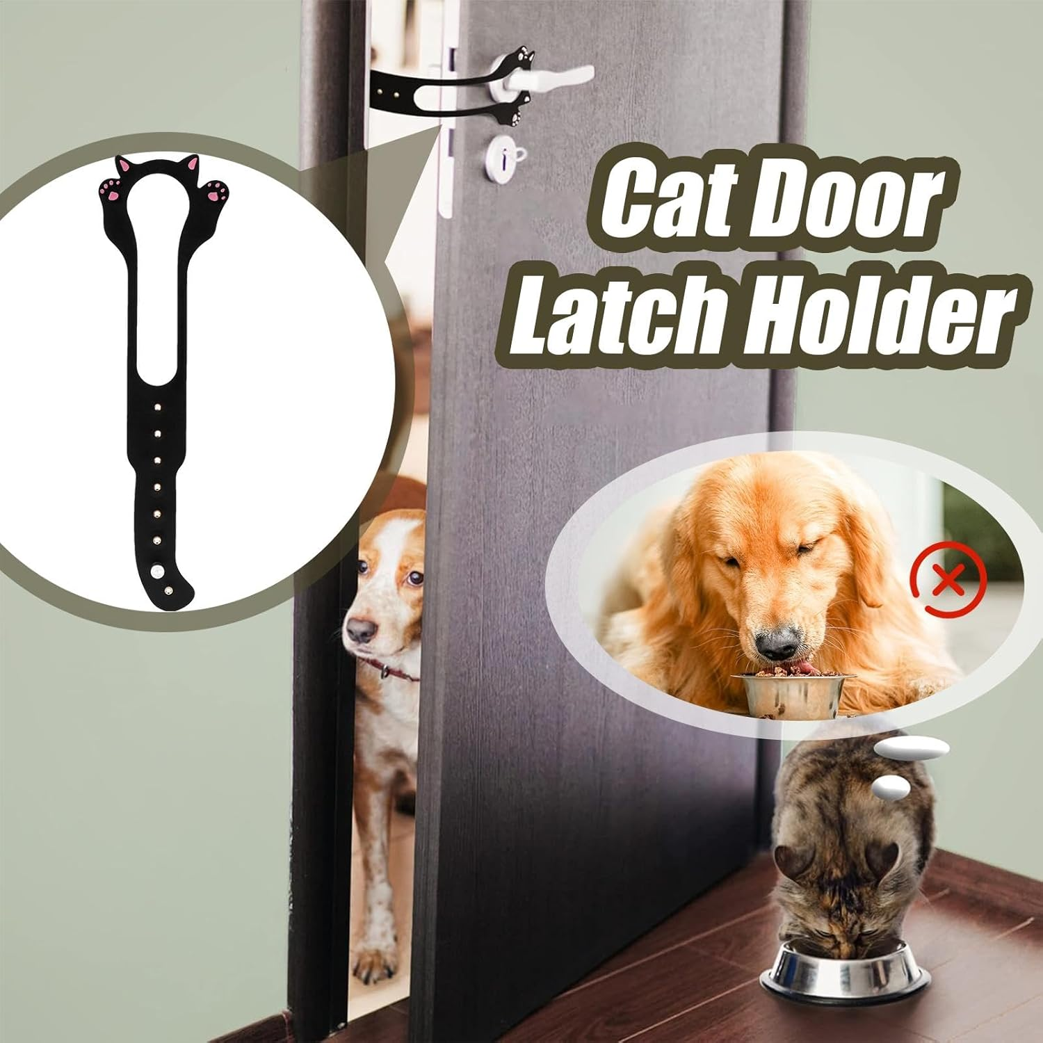 Cat Paw Door Lock, Cat Door Latch Holder, Pet Door Strap for Cat Door Options, Keep Dogs Out, No Tool Required and No Wall Damage Adjustable Pet Gate Holder for Holding Animals image number 6