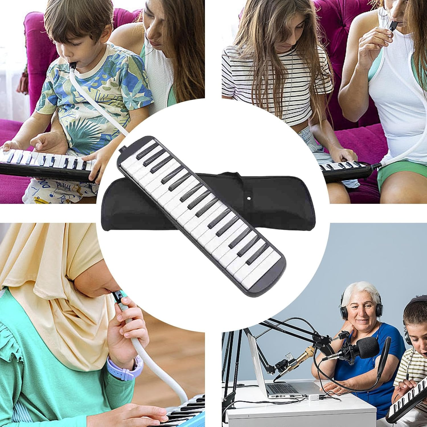 32 Key Melodica | Air Piano Keyboard with Double Tubes | Stable Musical Instruments, Mouth Melodica, Organ Melodica for Beginners - Blue image number 4